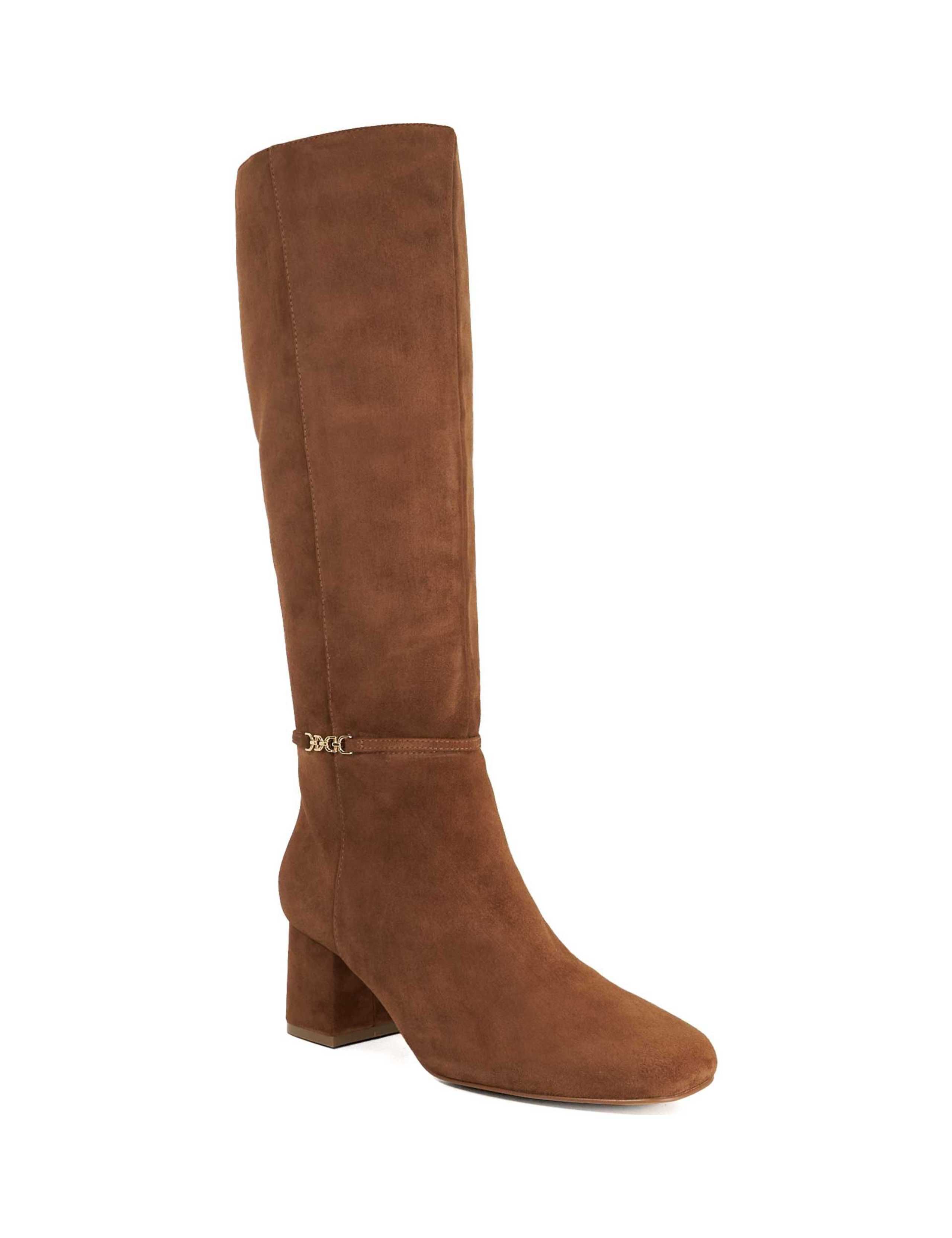 Wide Fit Suede Block Heel Knee High Boots 3 of 6