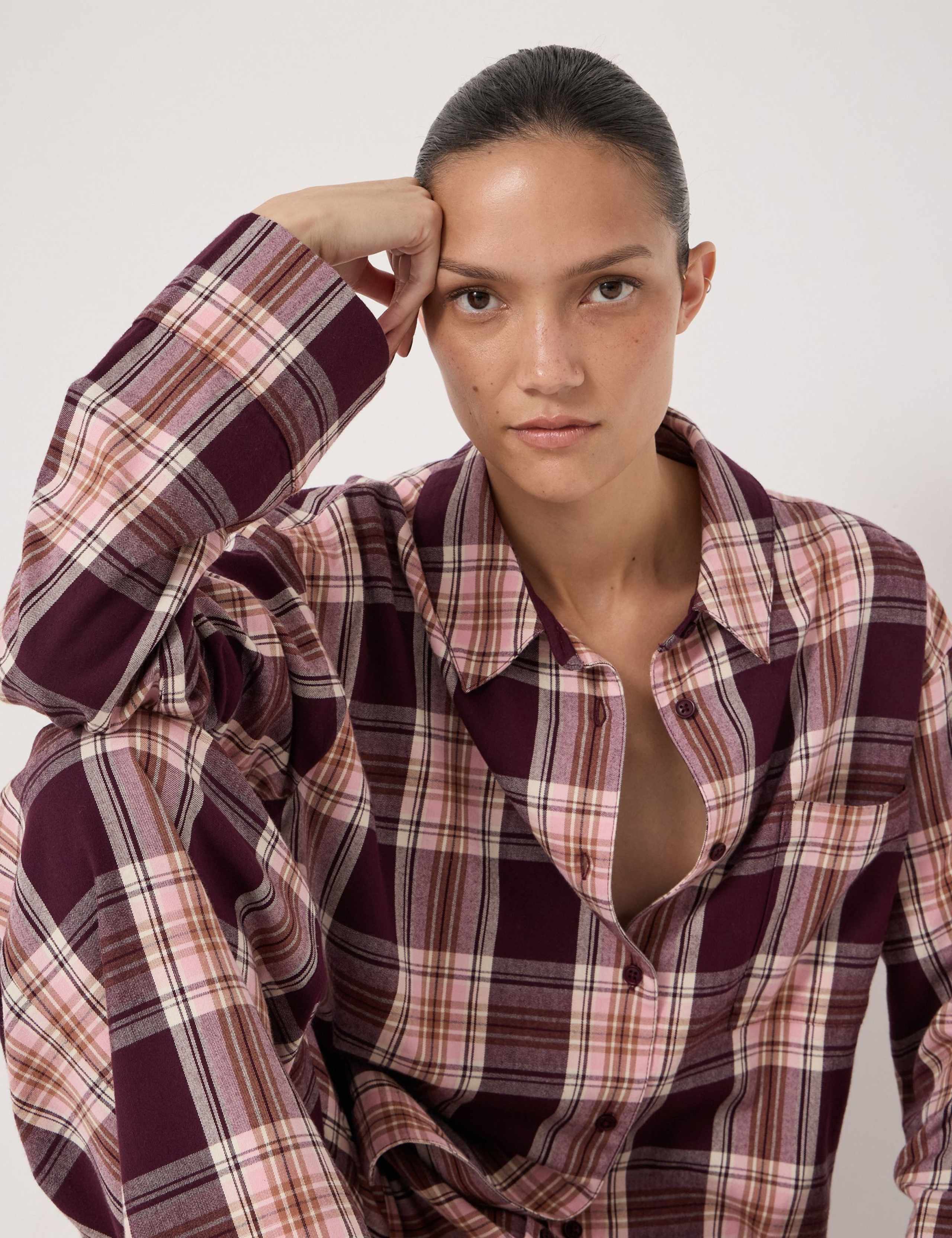 Brushed Cotton Rich Checked Pyjama Set 1 of 5