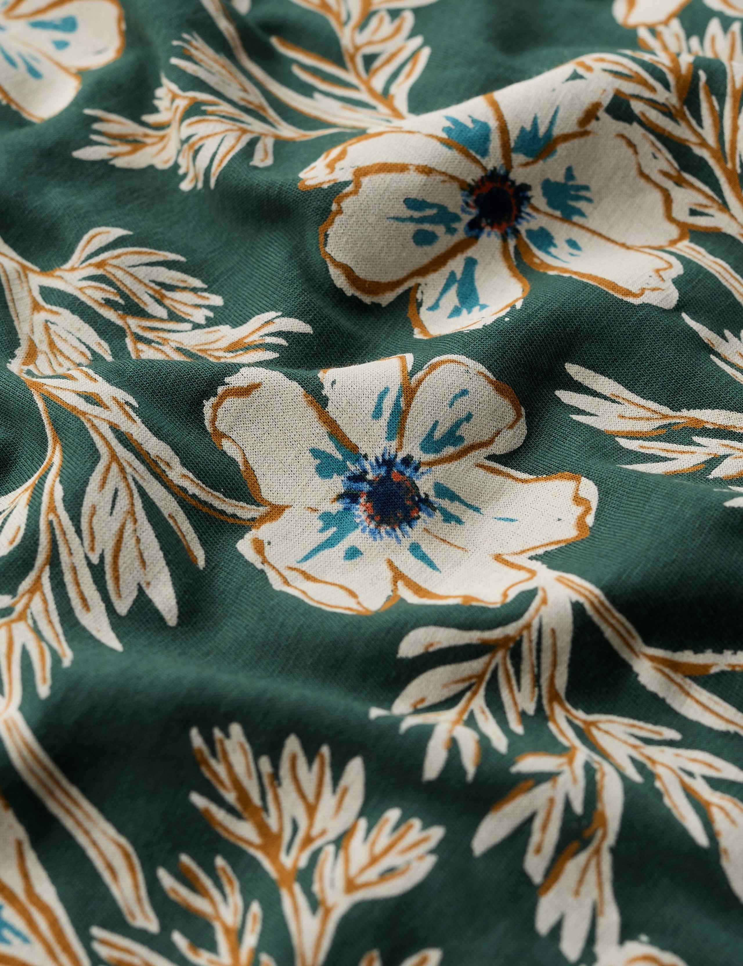 Cotton Modal Blend Floral V-Neck Flared Top 5 of 5