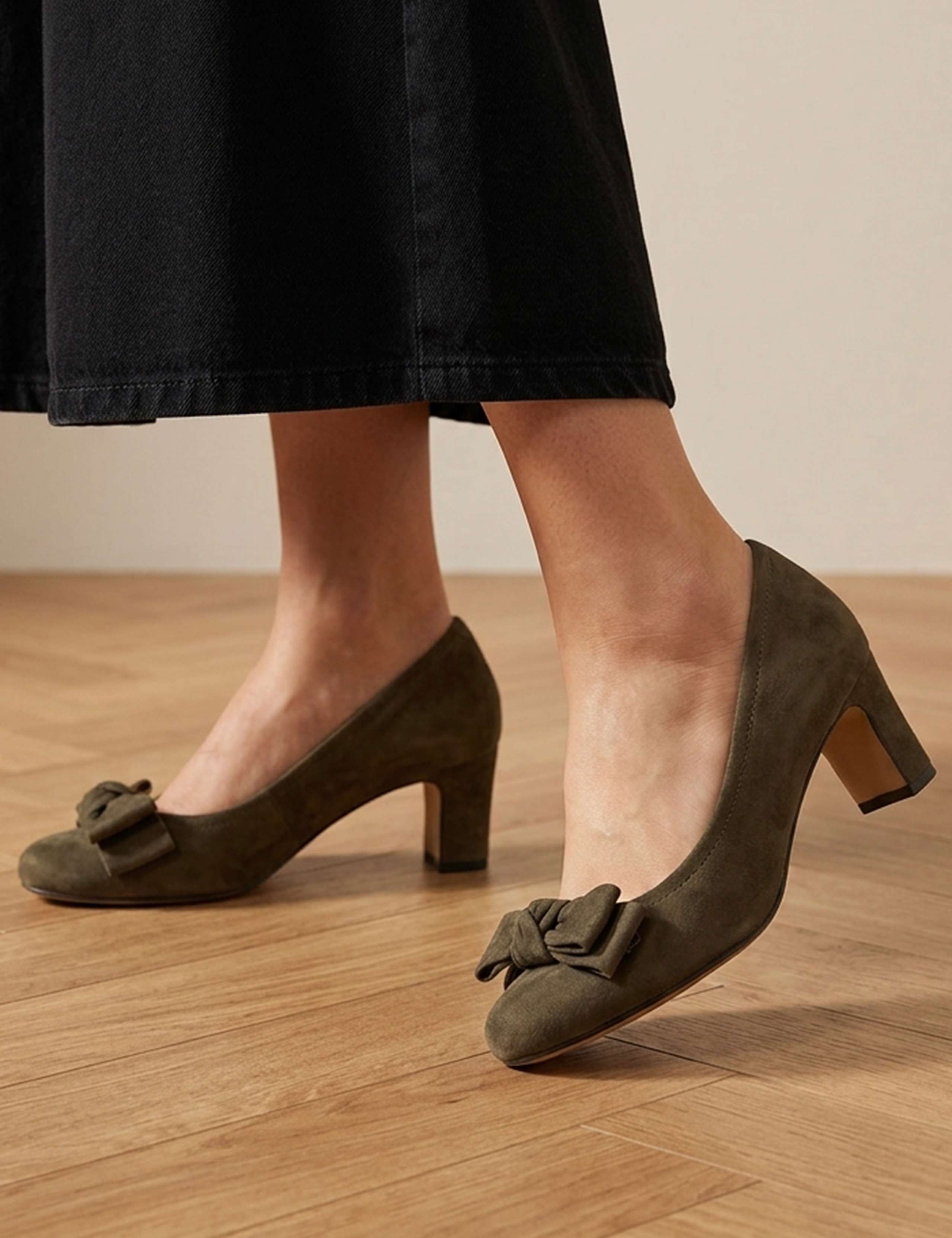 Leather Bow Detail Court Shoes 1 of 6