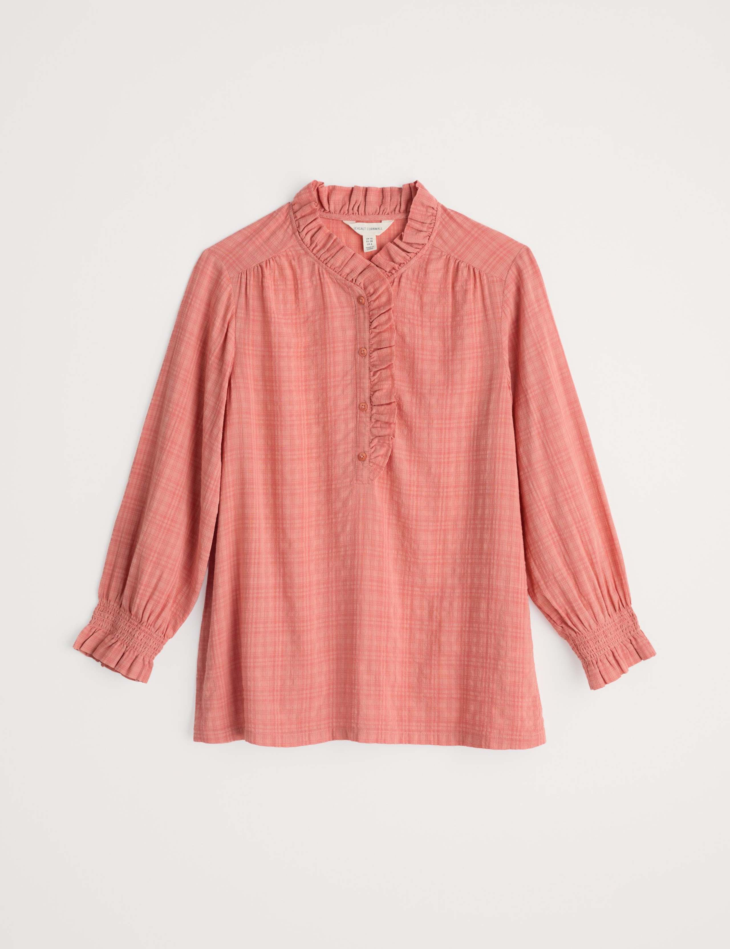 Cotton Rich Checked Ruffle Blouse 2 of 5