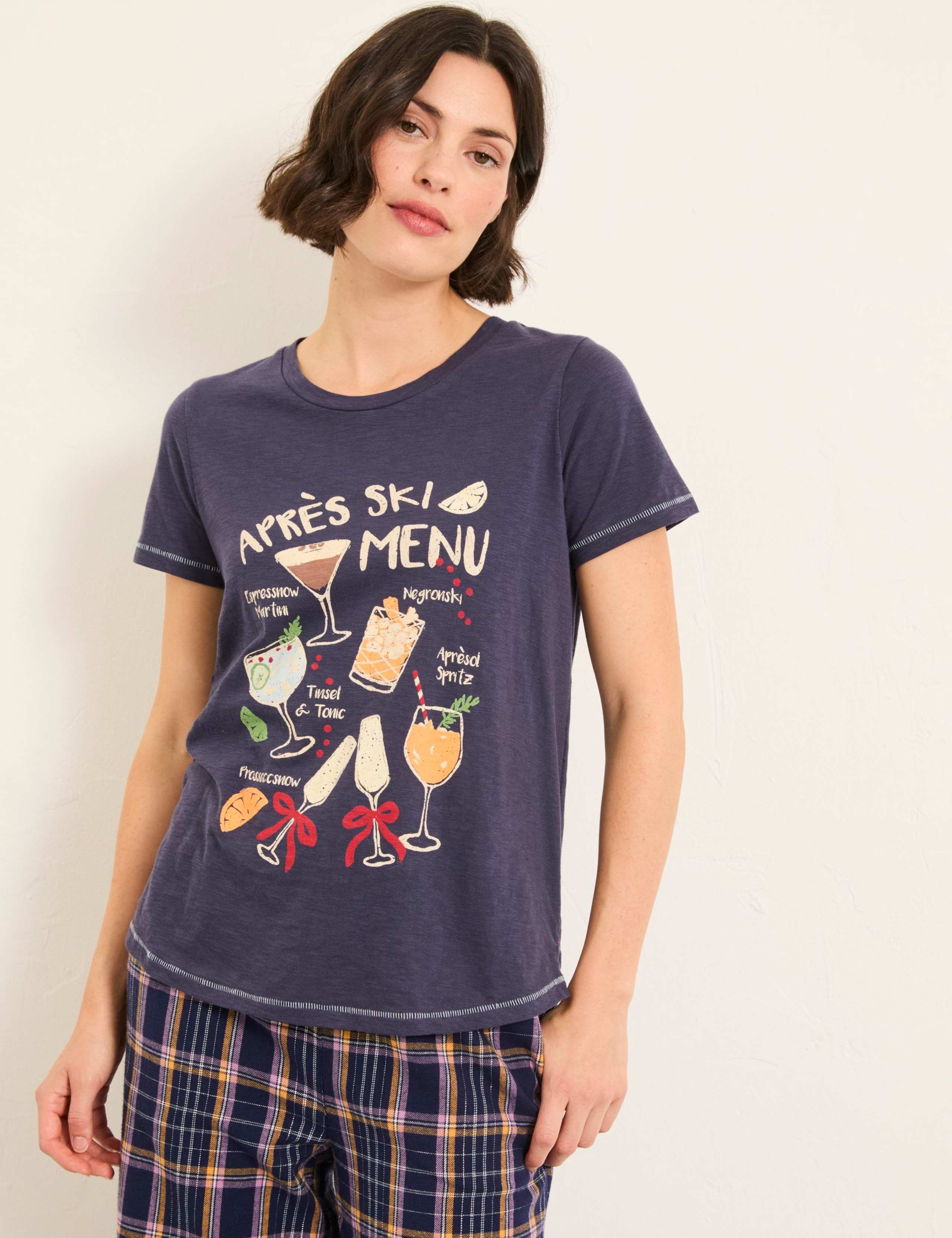 Pure Cotton Après Ski Slogan Pyjama Top 1 of 5