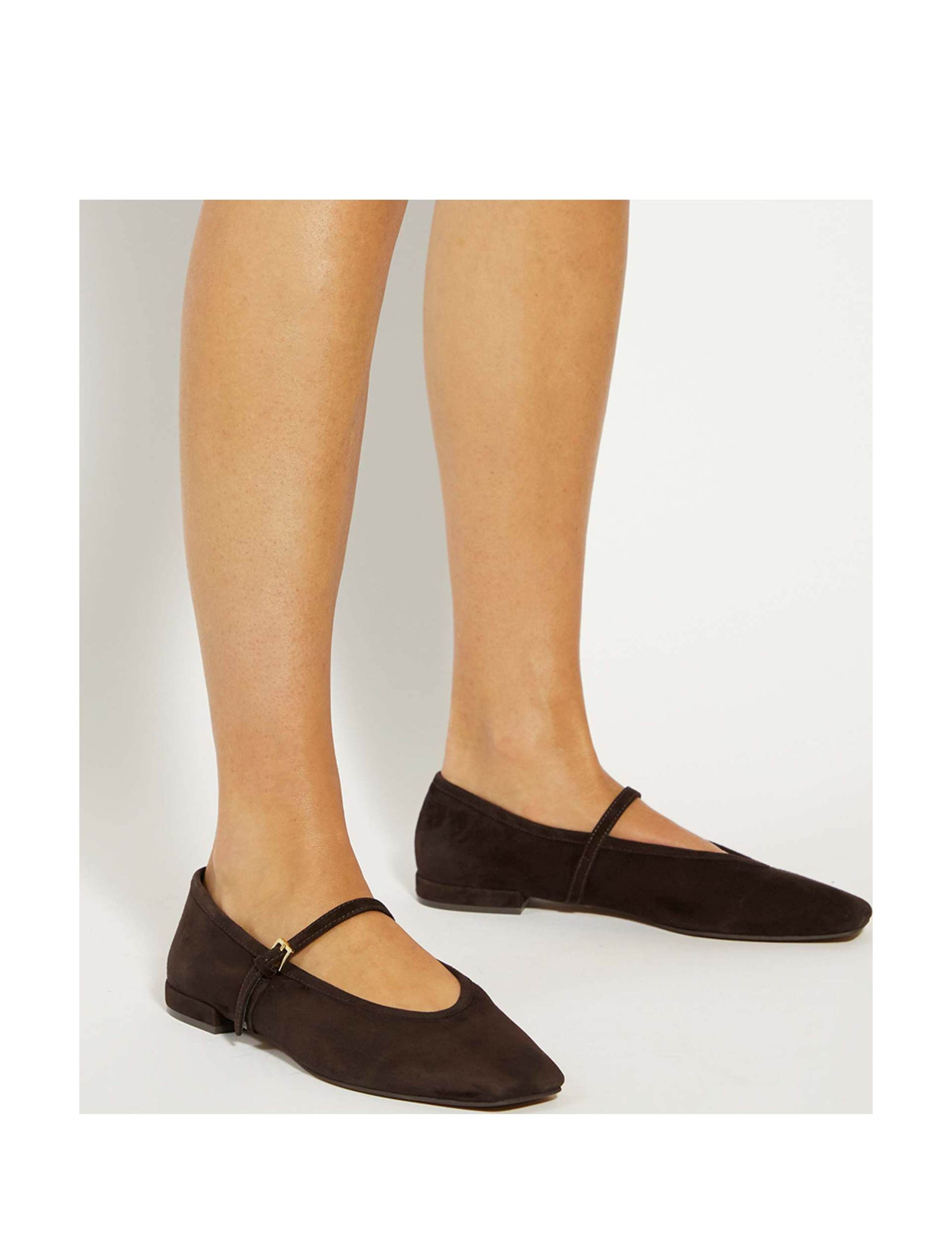 Suede Square Toe Mary Jane Ballet Pumps 2 of 6