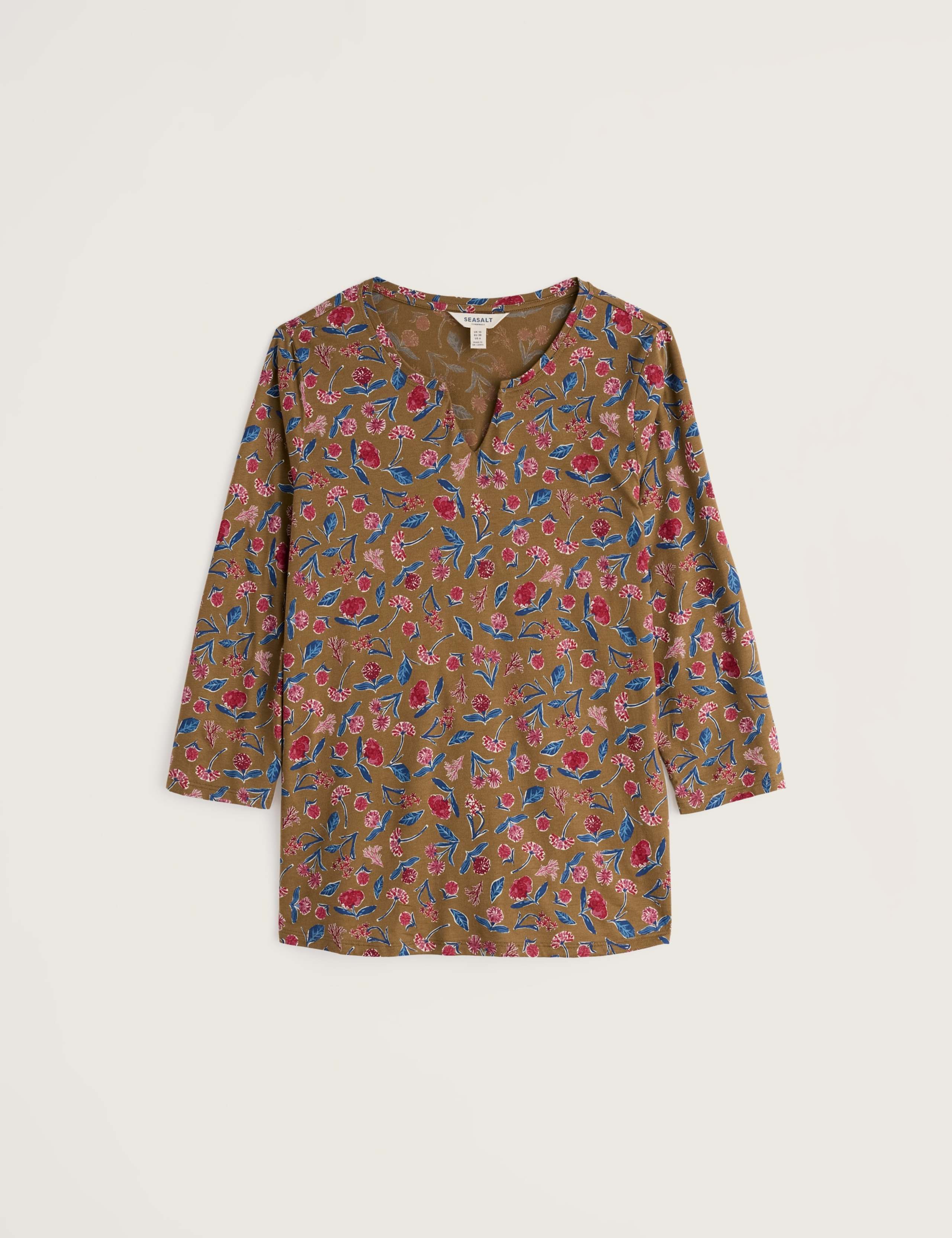 Cotton Blend Floral Notch Neck Top 2 of 5