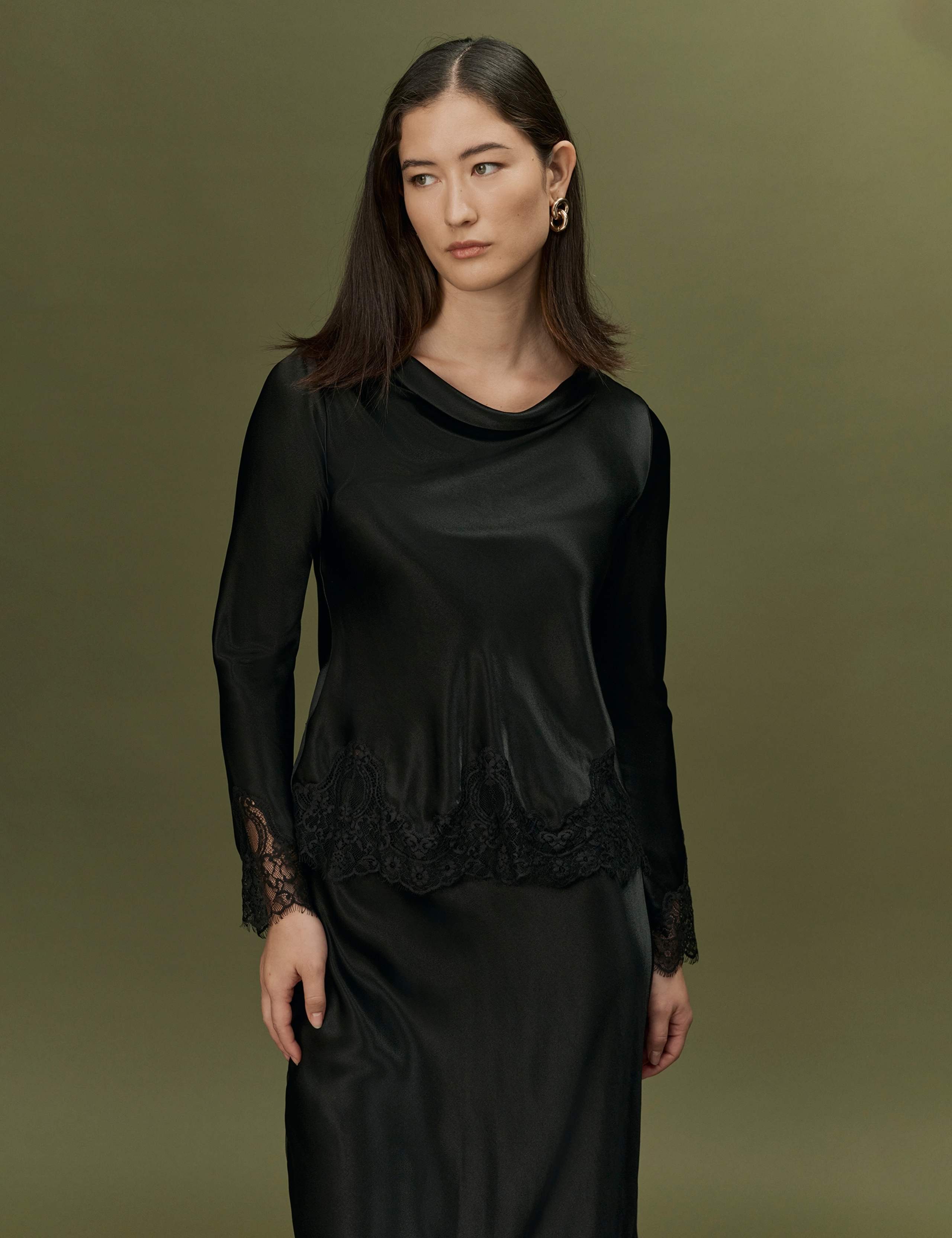Satin Lace Insert Top 3 of 11