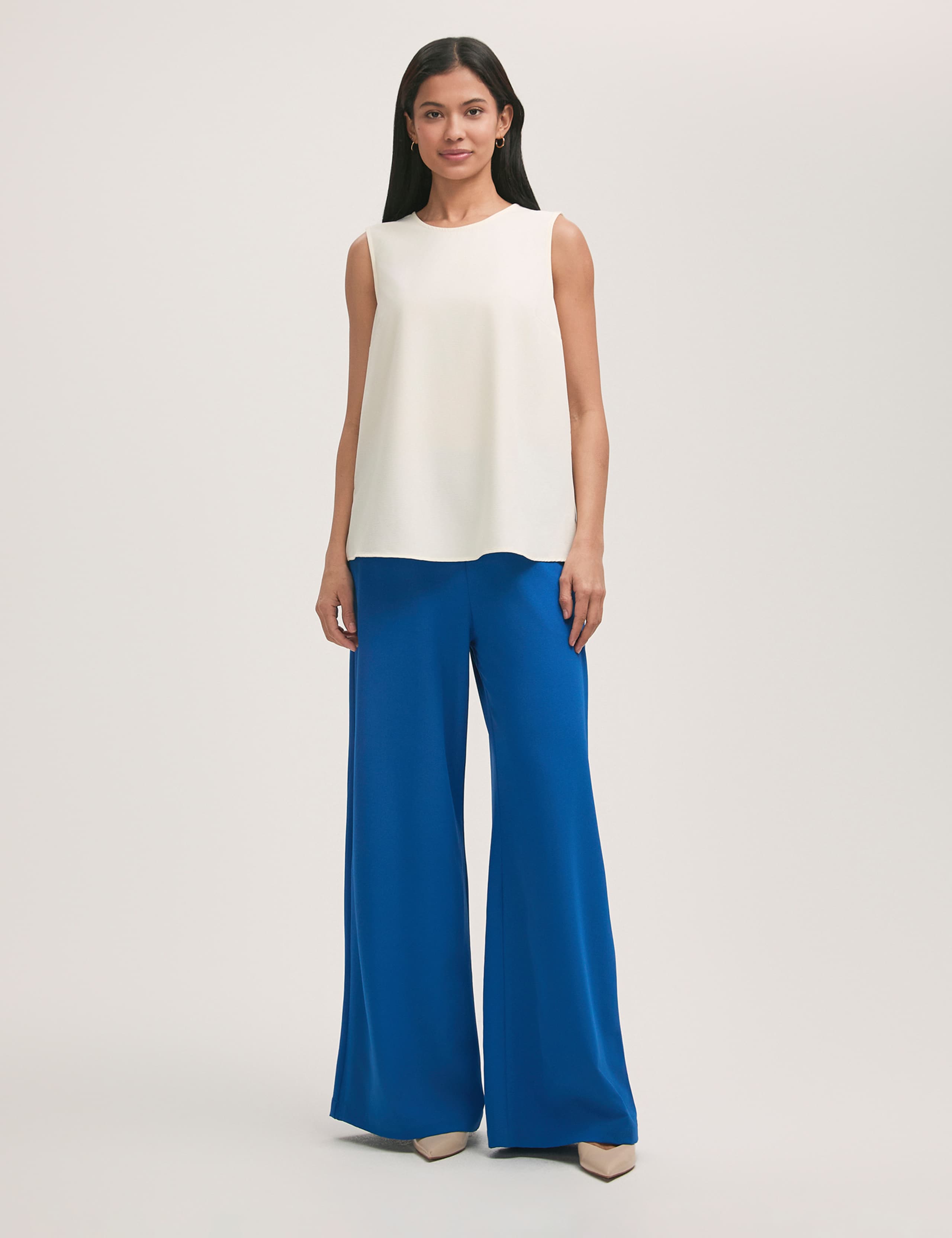 Crepe Round Neck Shell Top 1 of 4