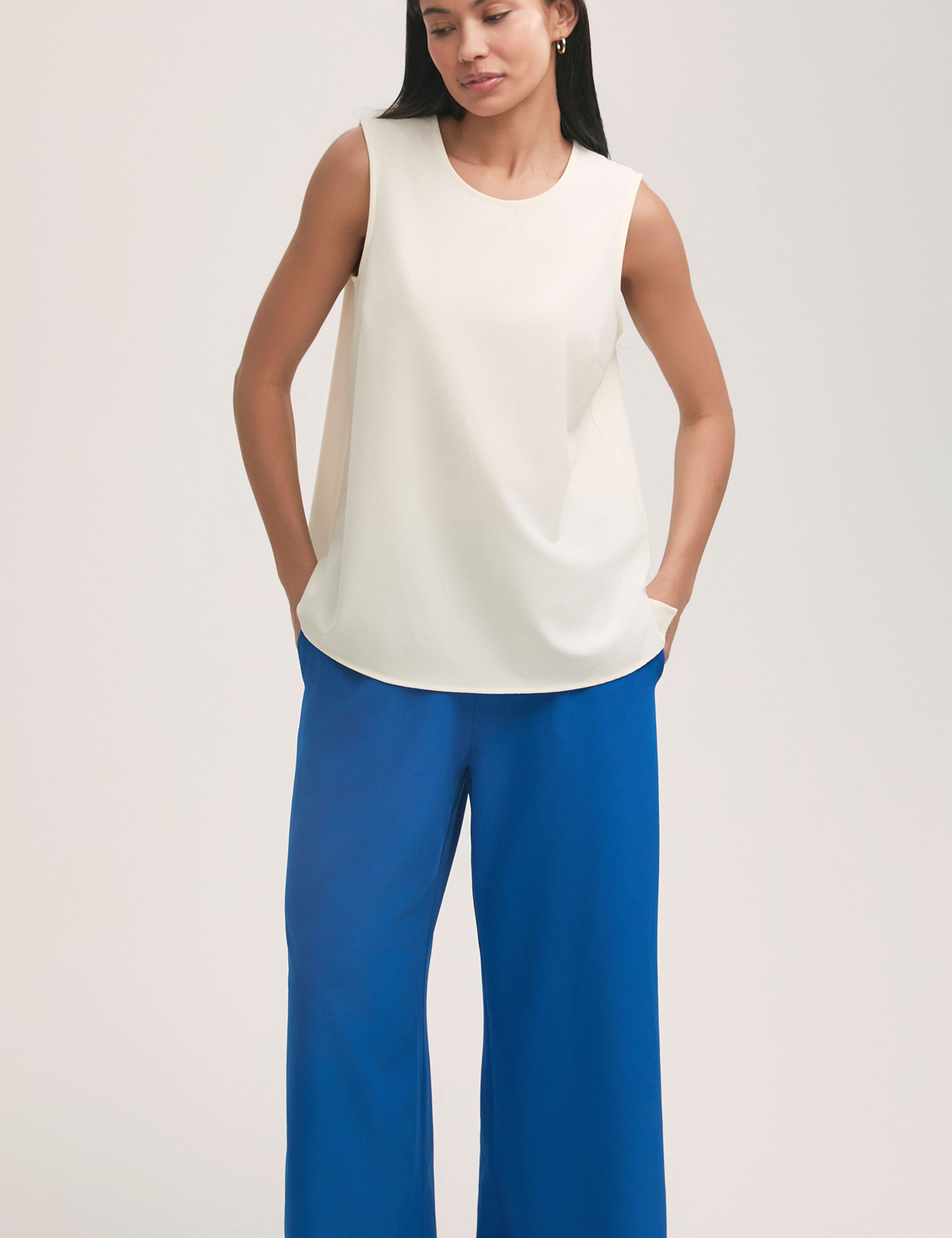 Crepe Round Neck Shell Top 3 of 4
