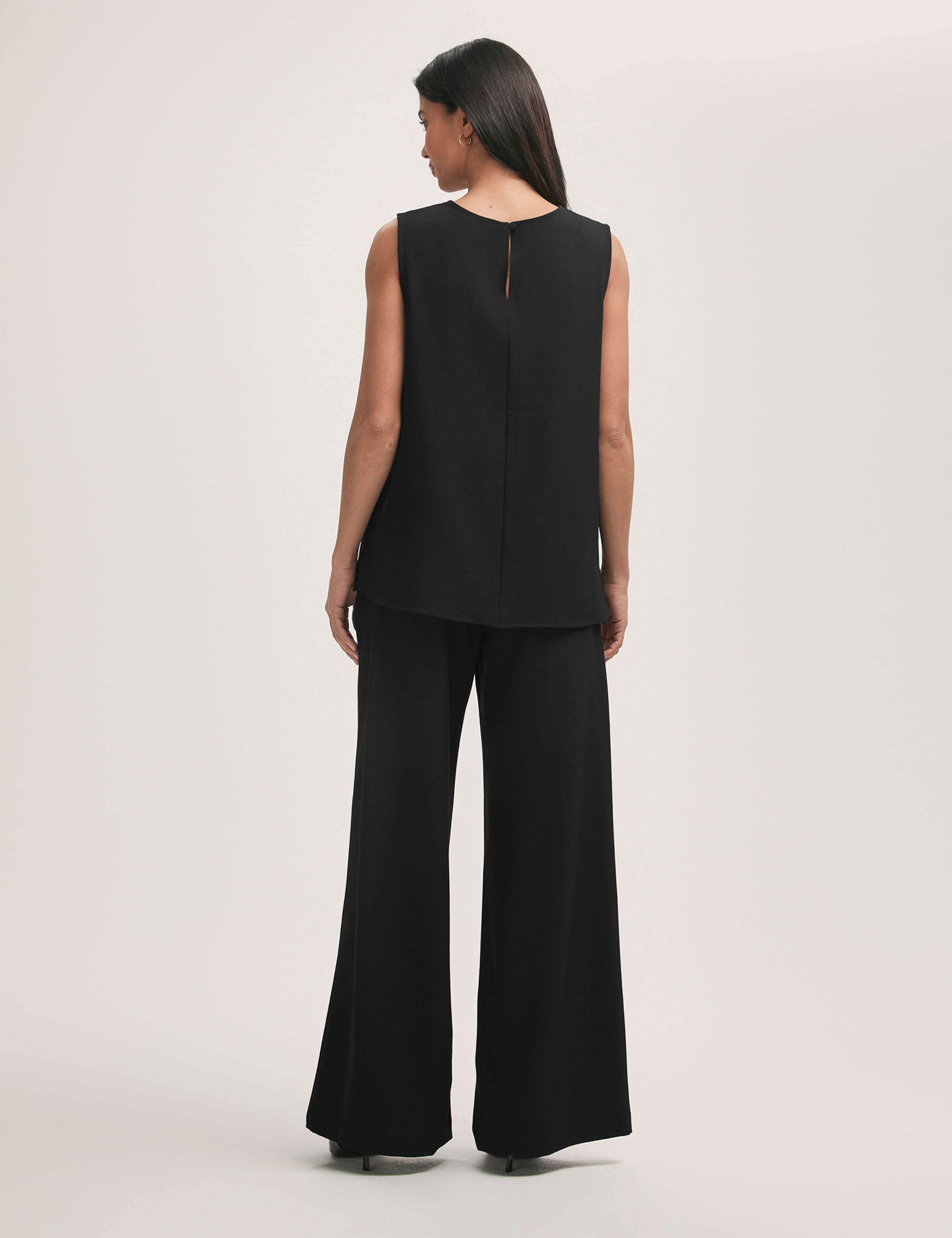 Crepe Round Neck Shell Top 2 of 4