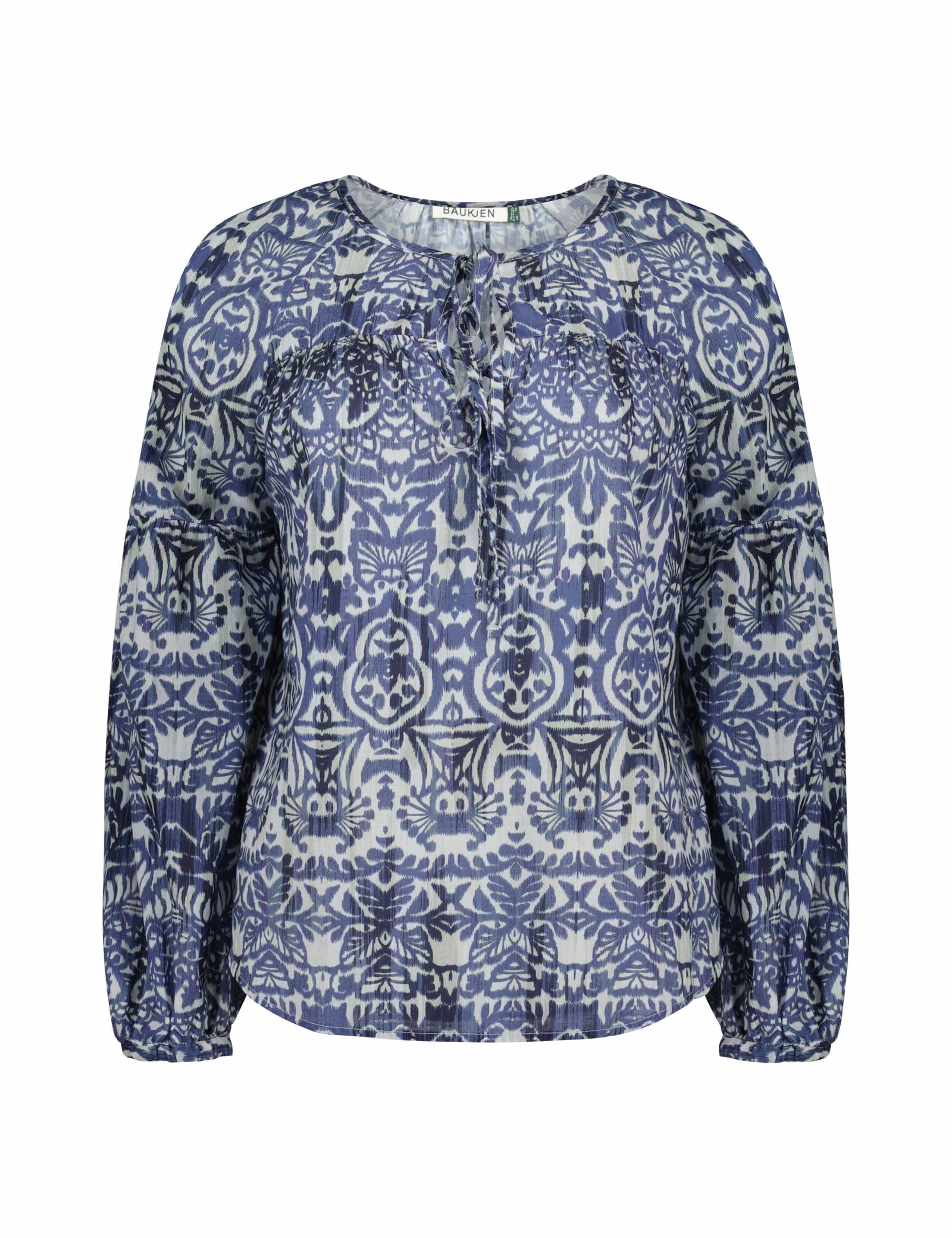 Pure Cotton Printed Tie Neck Blouse 2 of 5