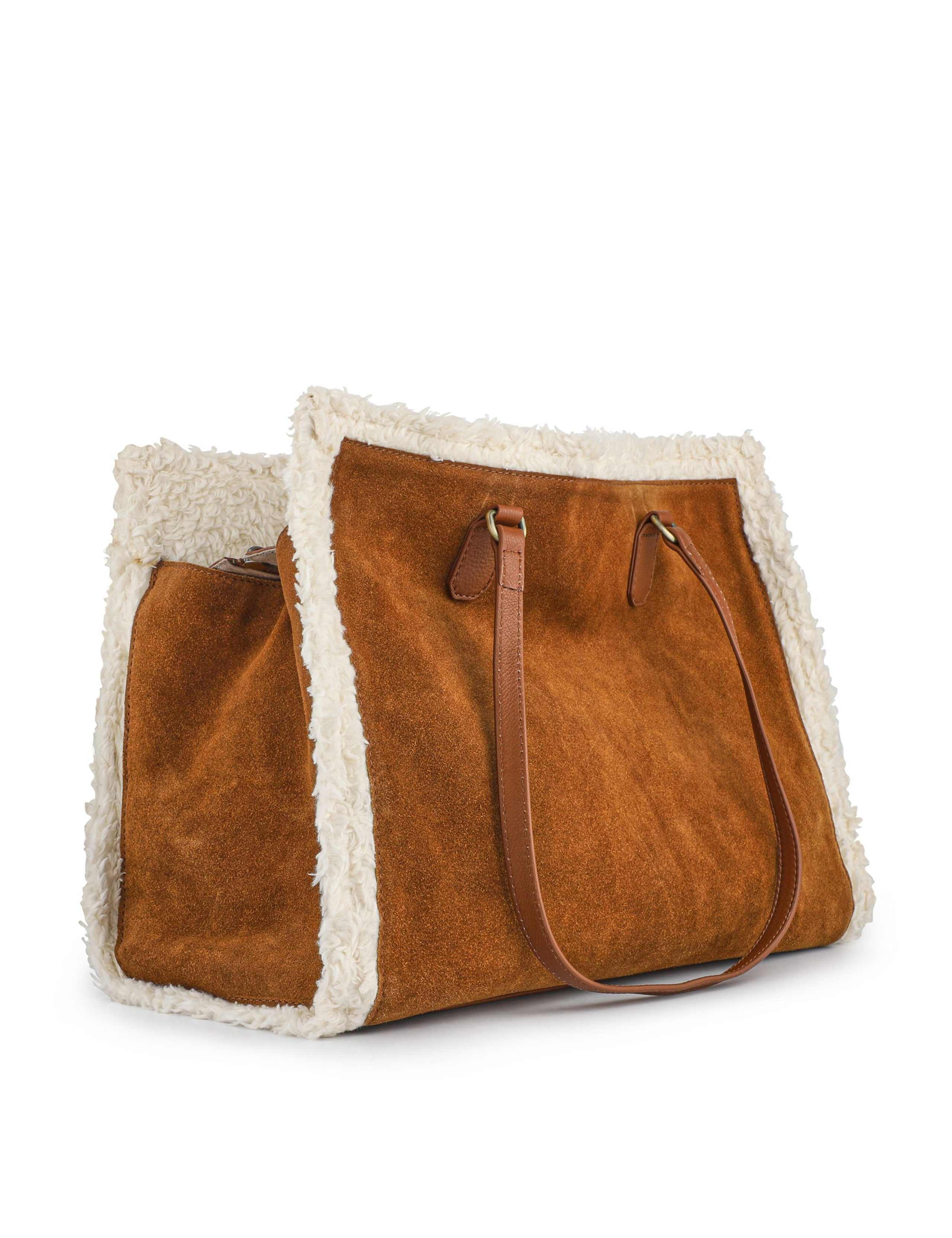 Leather Fur Trim Shoulder Bag 3 of 4