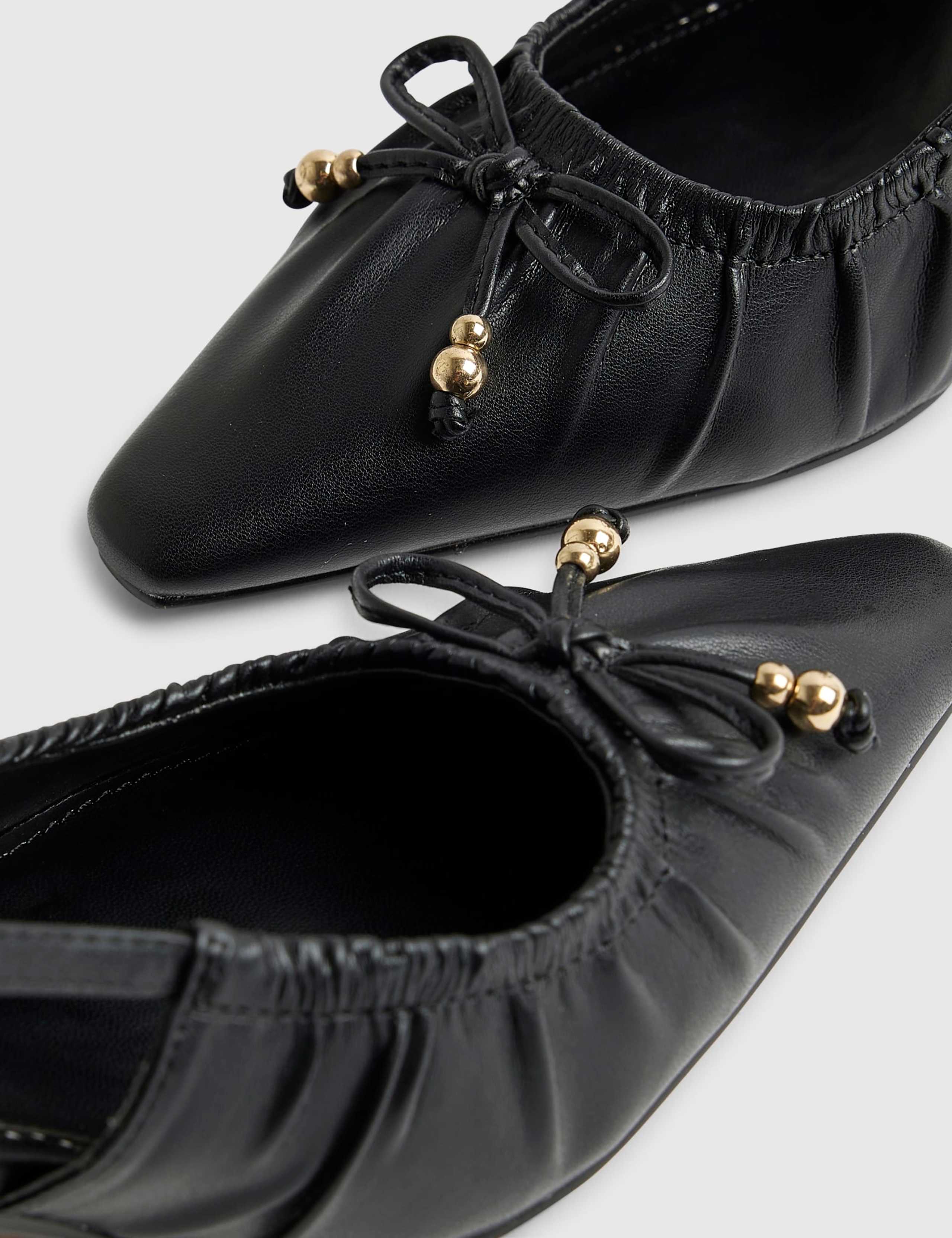 Leather Ruched Bow Slingback Court Heels 3 of 5
