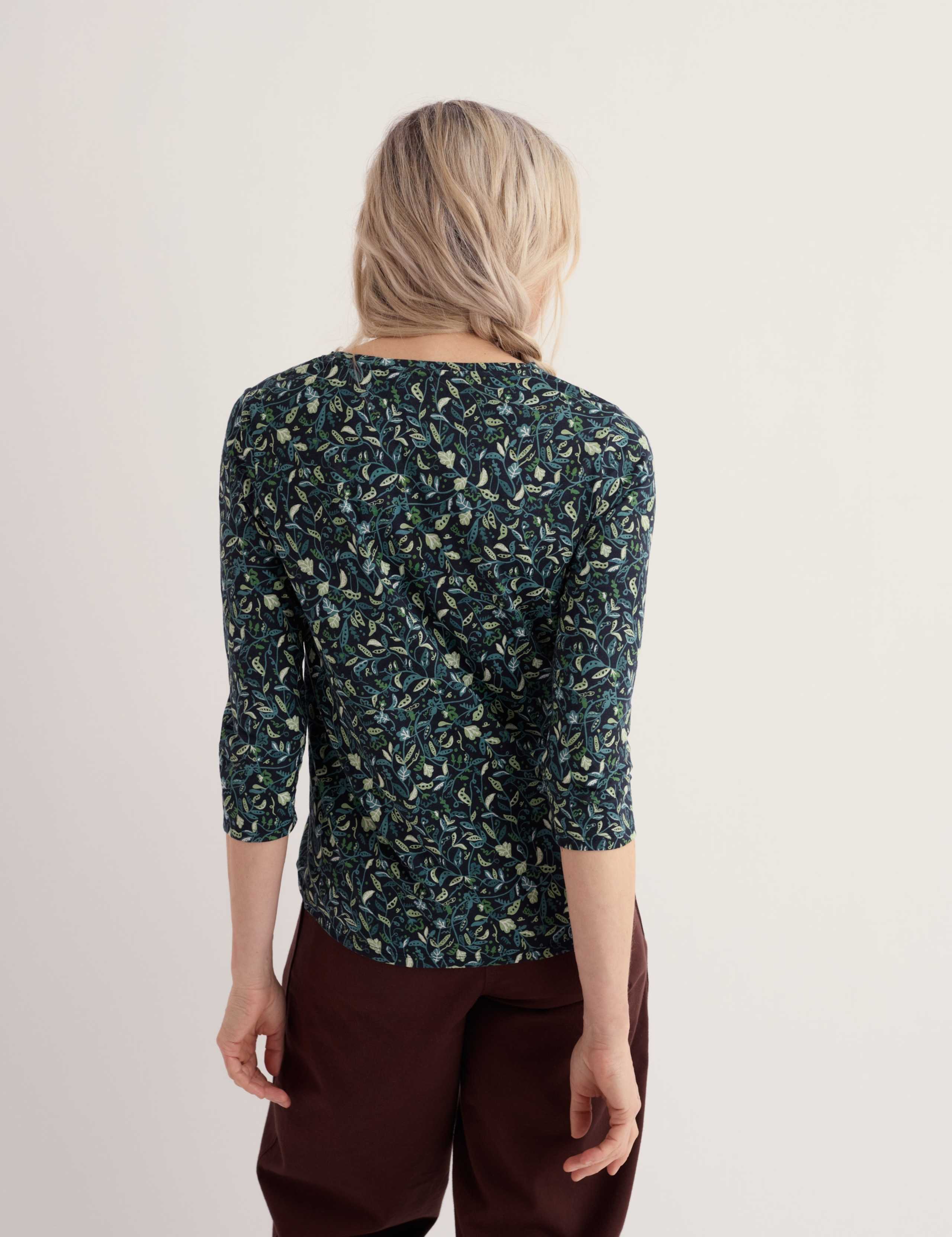 Cotton Blend Printed Notch Neck Top 4 of 5