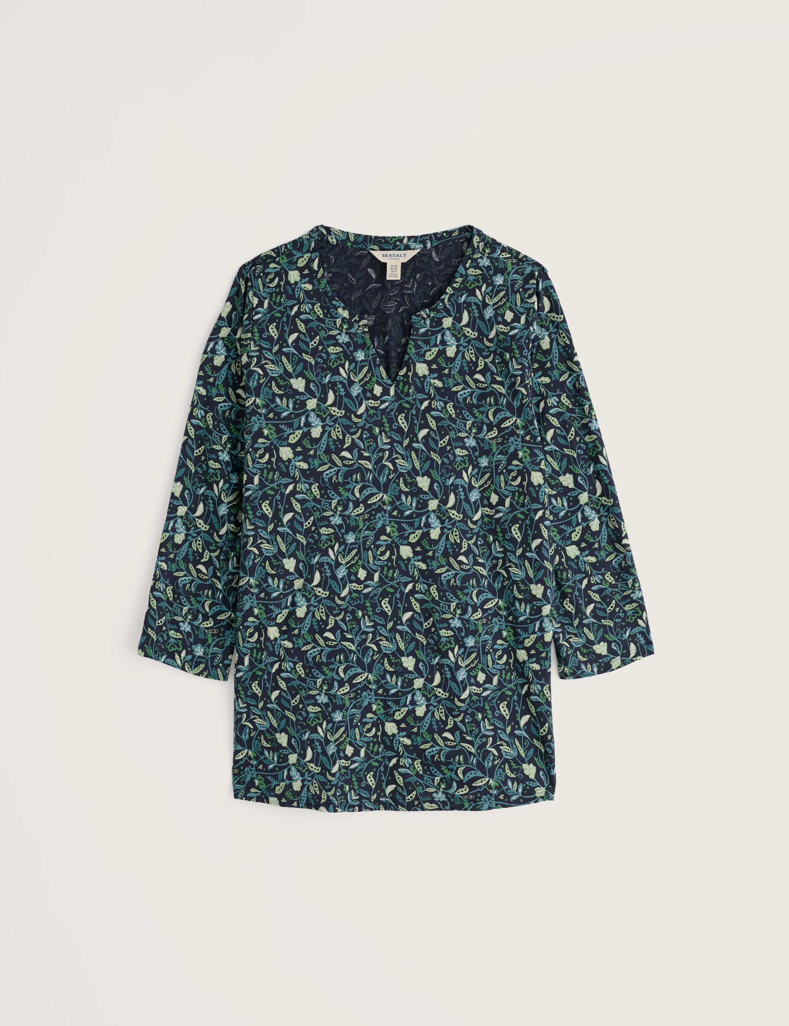 Cotton Blend Printed Notch Neck Top 2 of 5