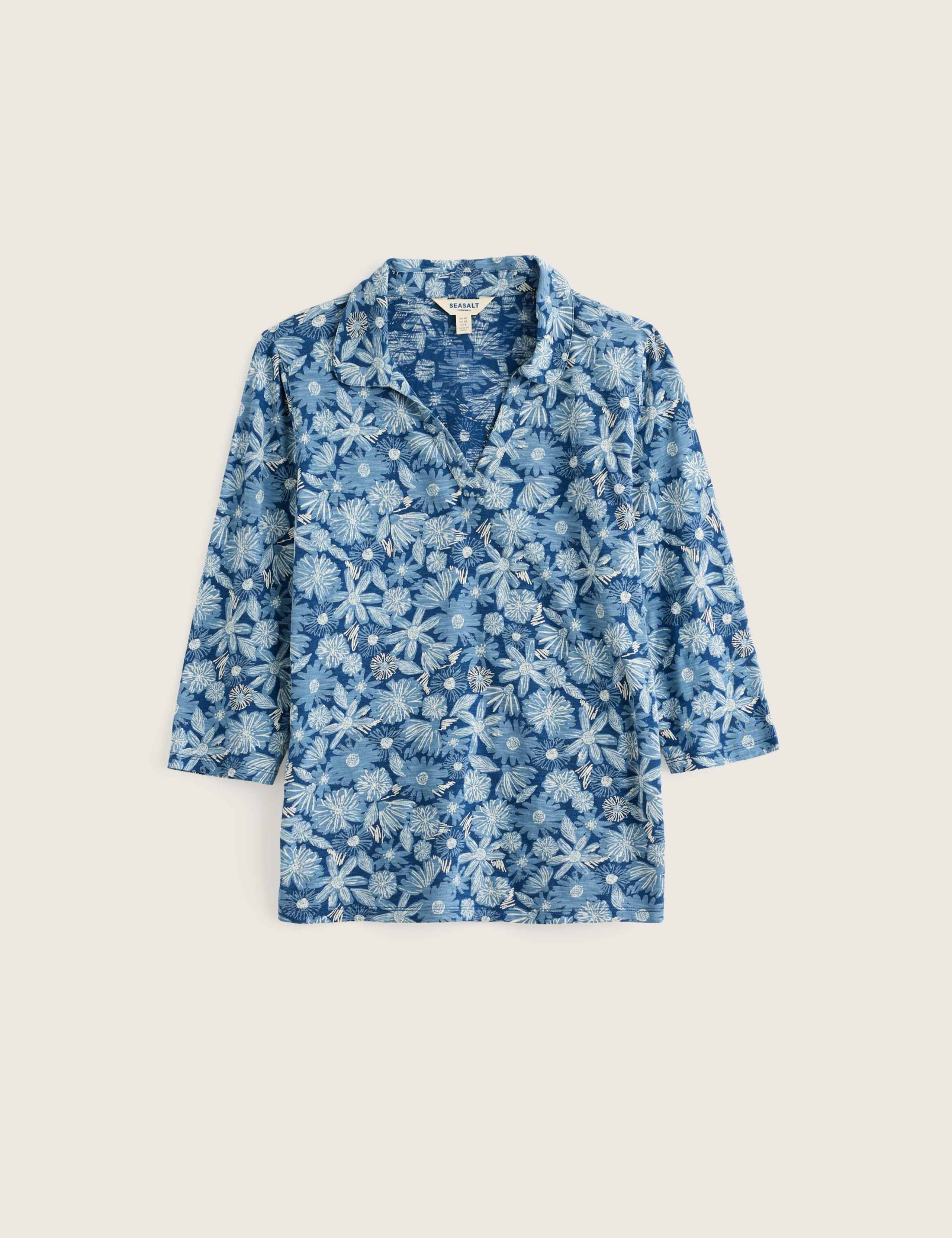 Pure Cotton Floral Notch Neck Shirt 2 of 5