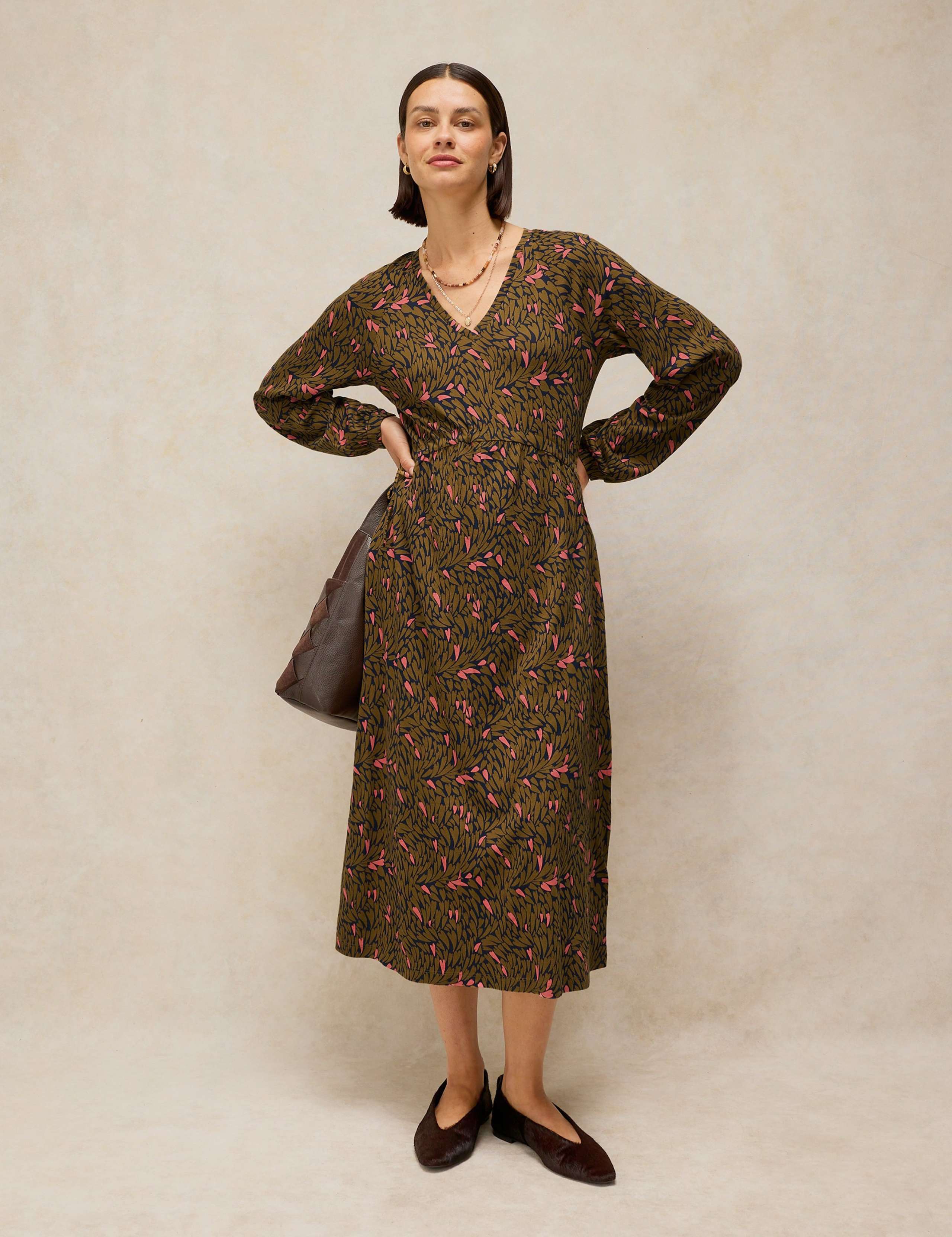 Jersey Printed V Neck Midaxi Tea Dress 1 of 6