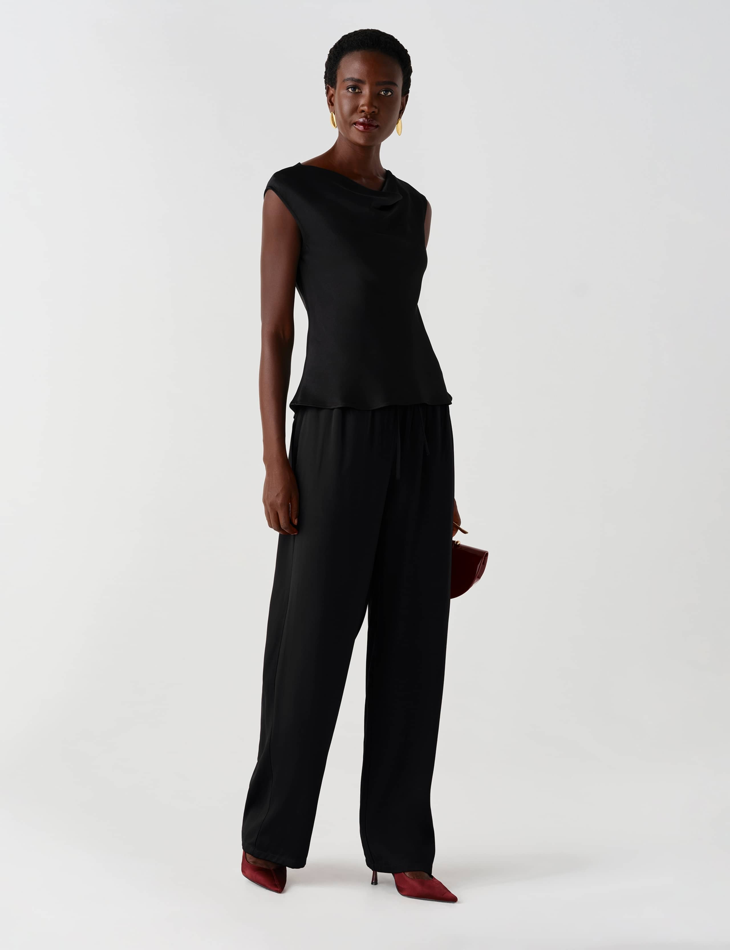 Satin Drawstring Straight Leg Trousers 3 of 9