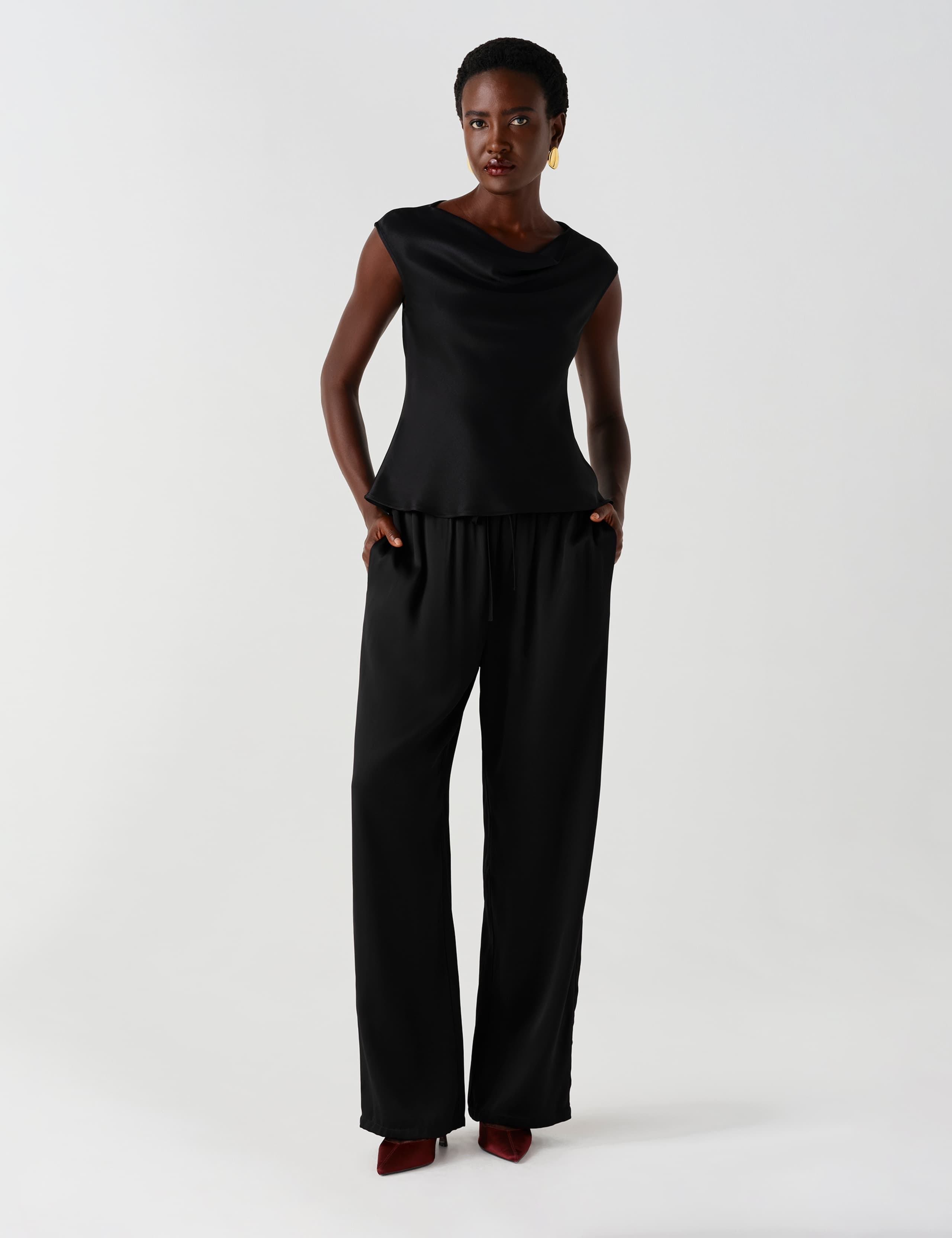 Satin Drawstring Straight Leg Trousers 4 of 9