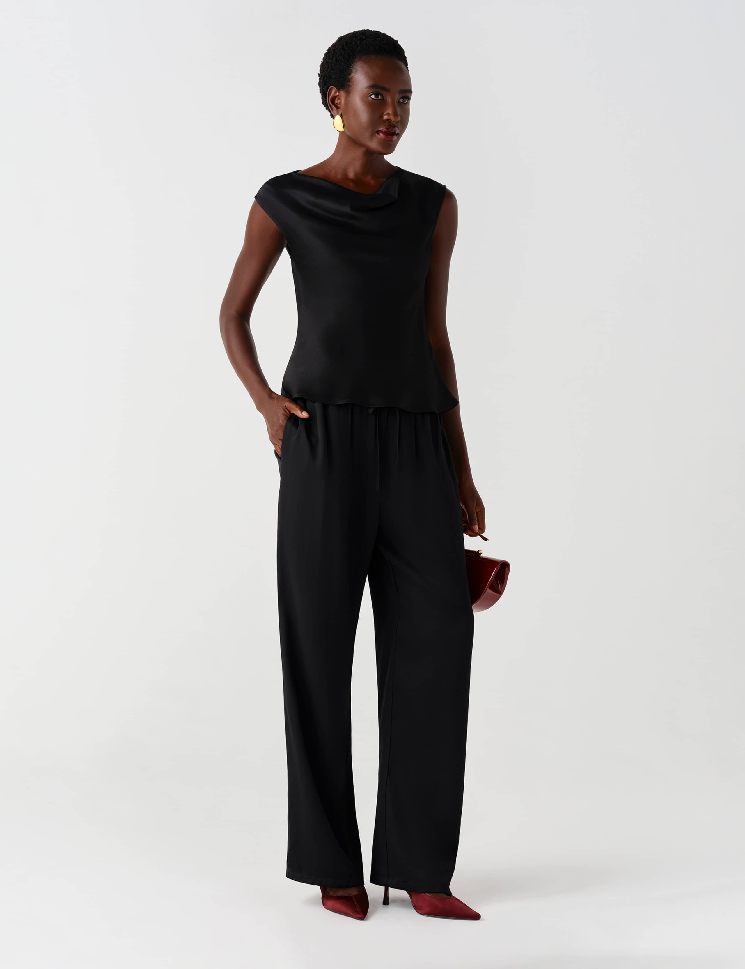 Satin Drawstring Straight Leg Trousers 5 of 9