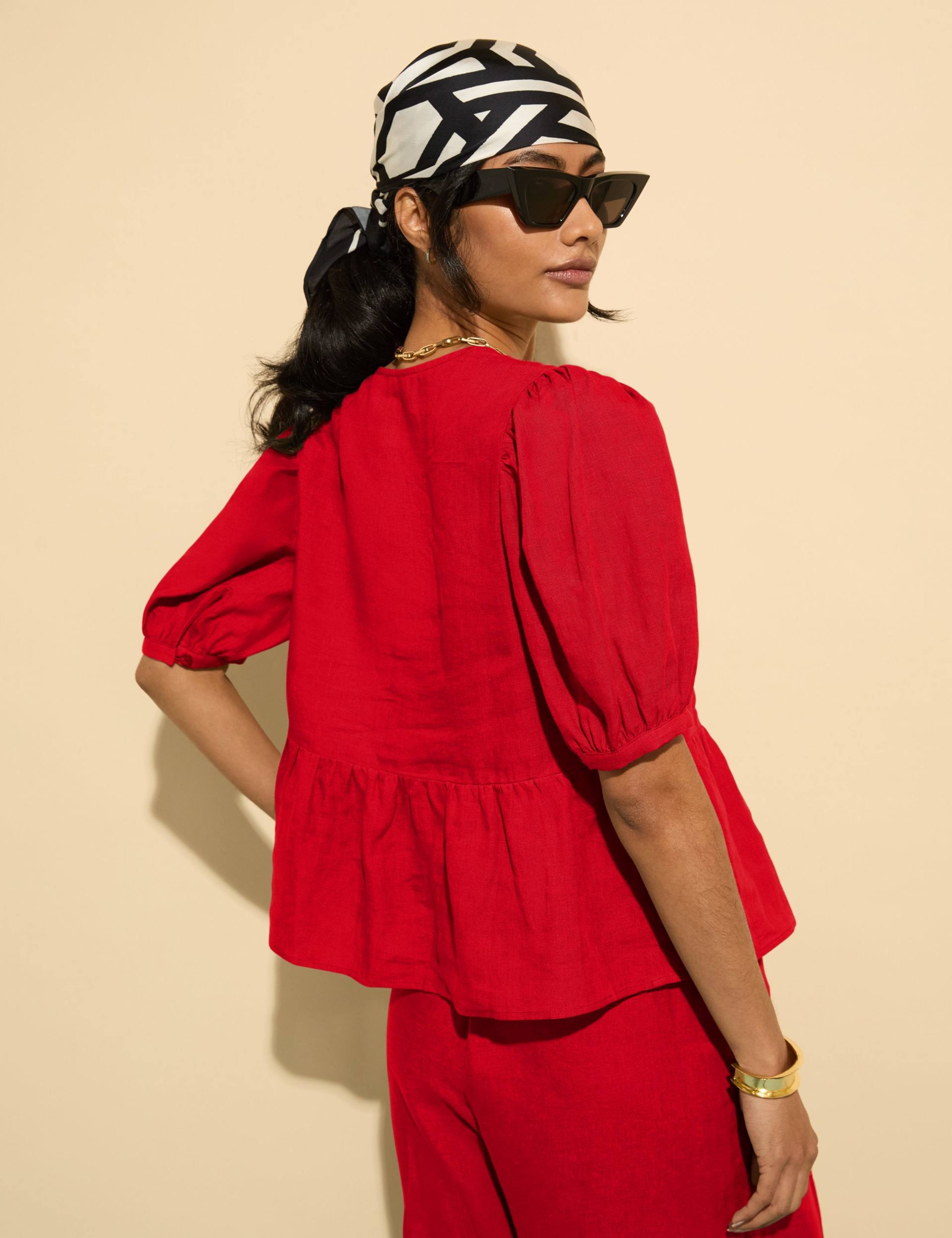Pure Linen Tie Front Blouse 5 of 7