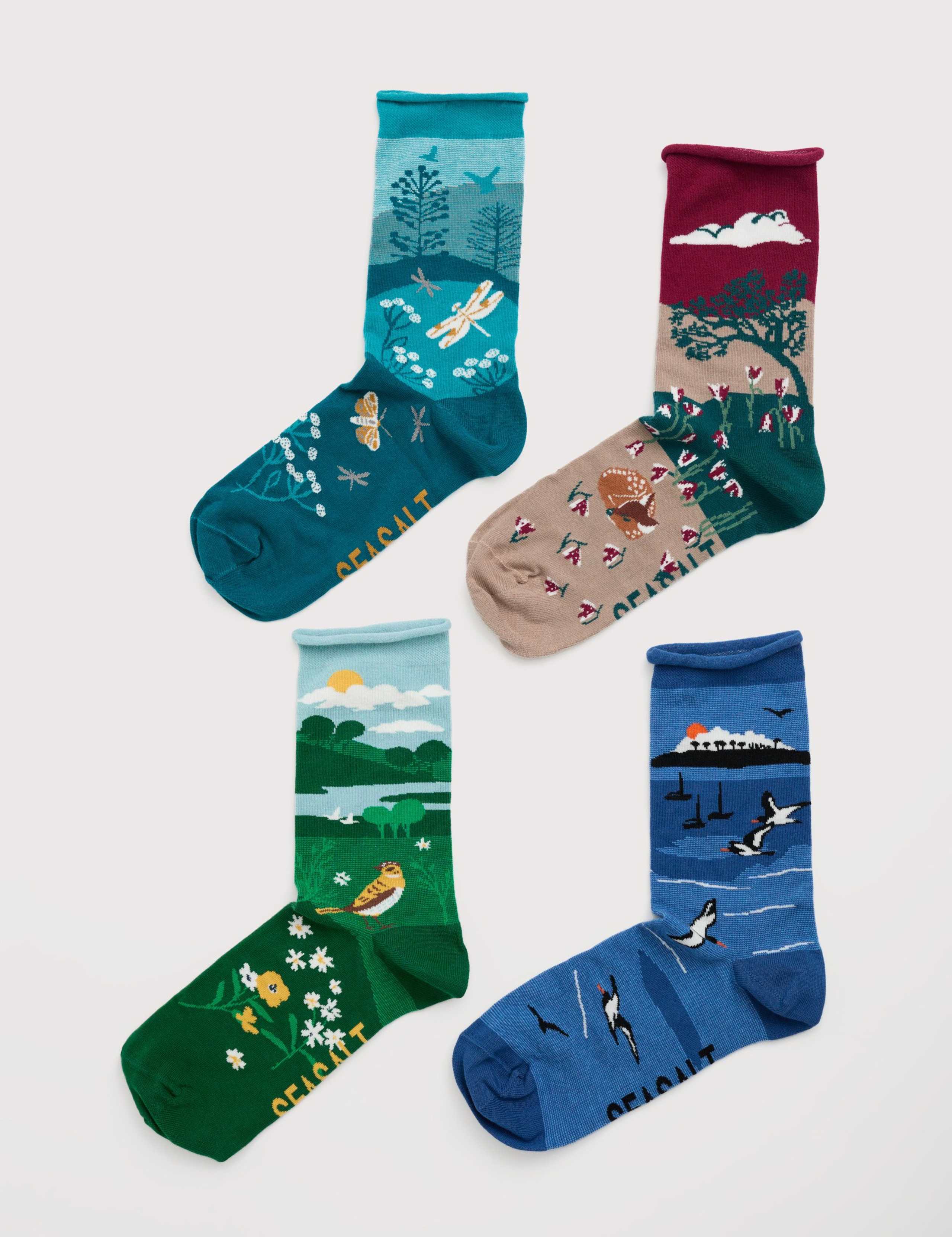 4pk Cotton Rich Scenic Art Socks Gift Box 2 of 3