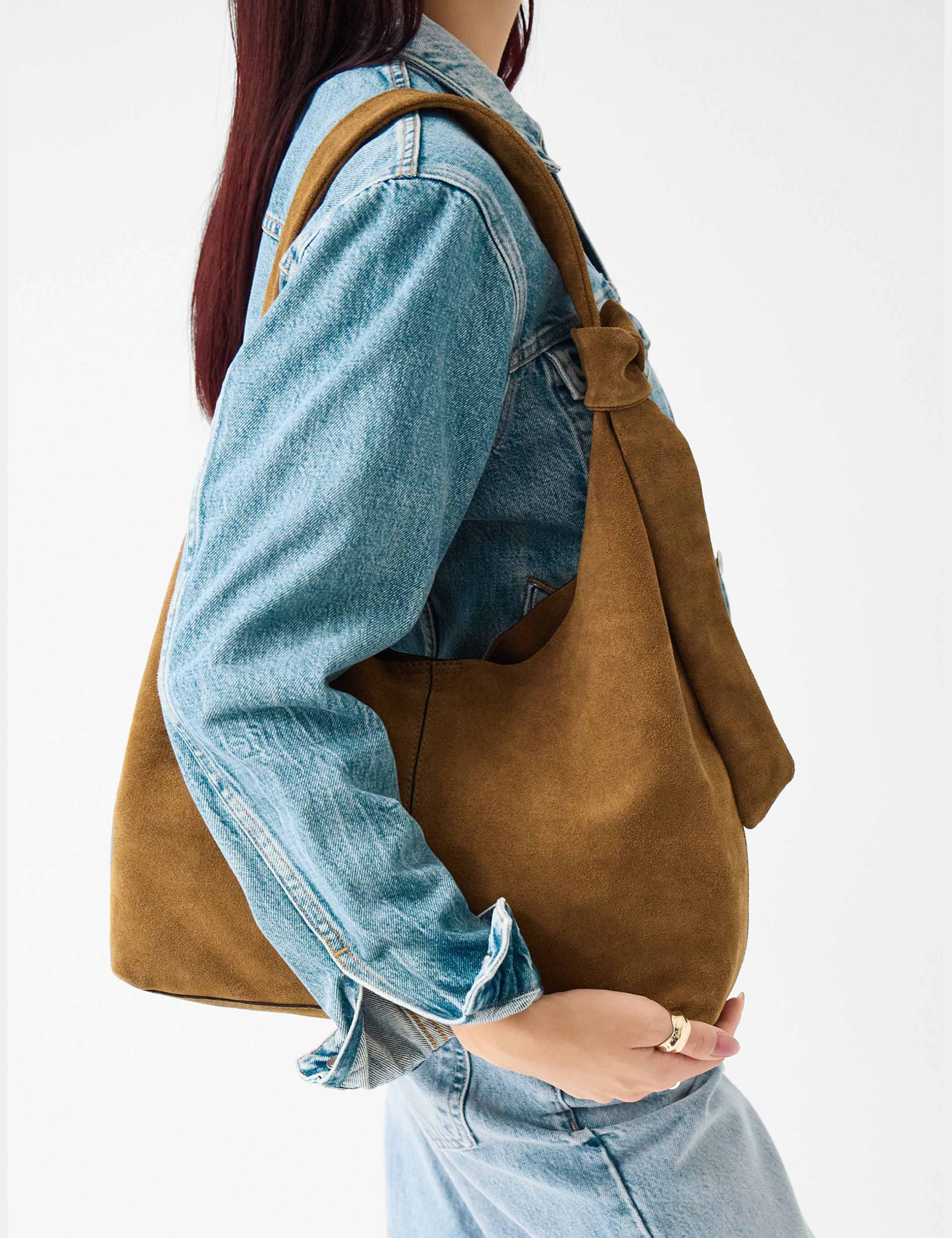 Suede Knotted Detail Shoulder Bag 3 of 5