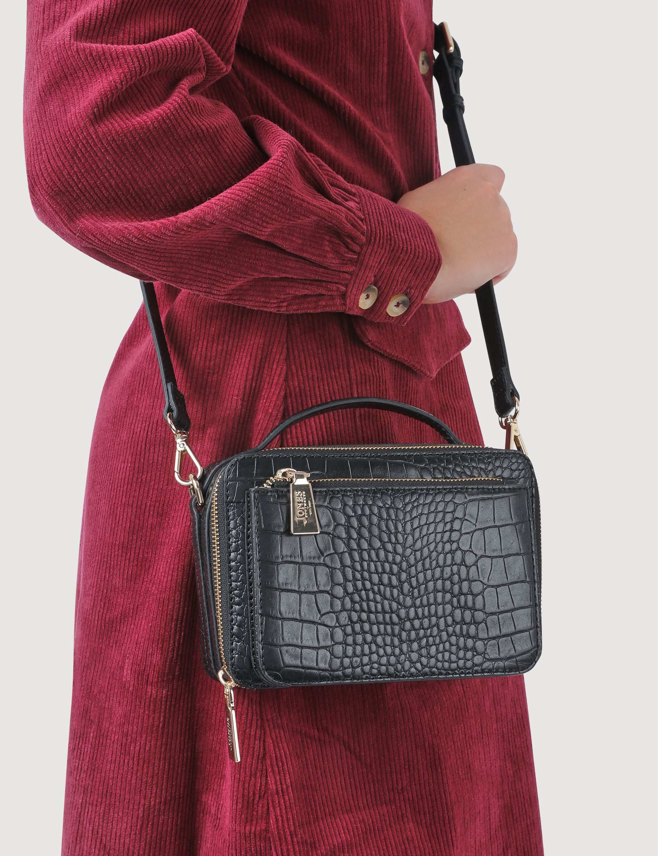 Adjustable Leather Zip Shoulder Bag 1 of 6