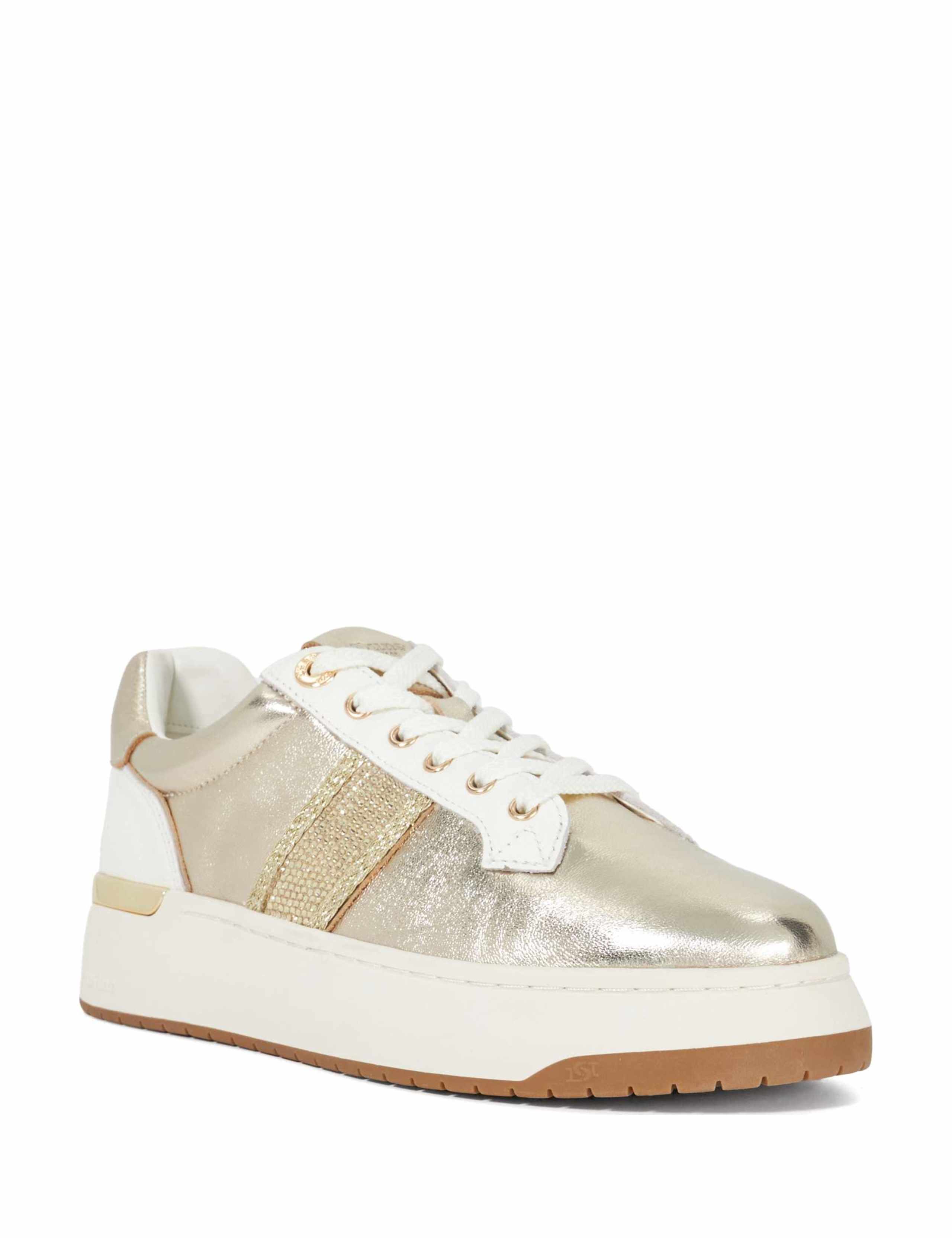 Leather Lace Up Metallic Trainers 3 of 5