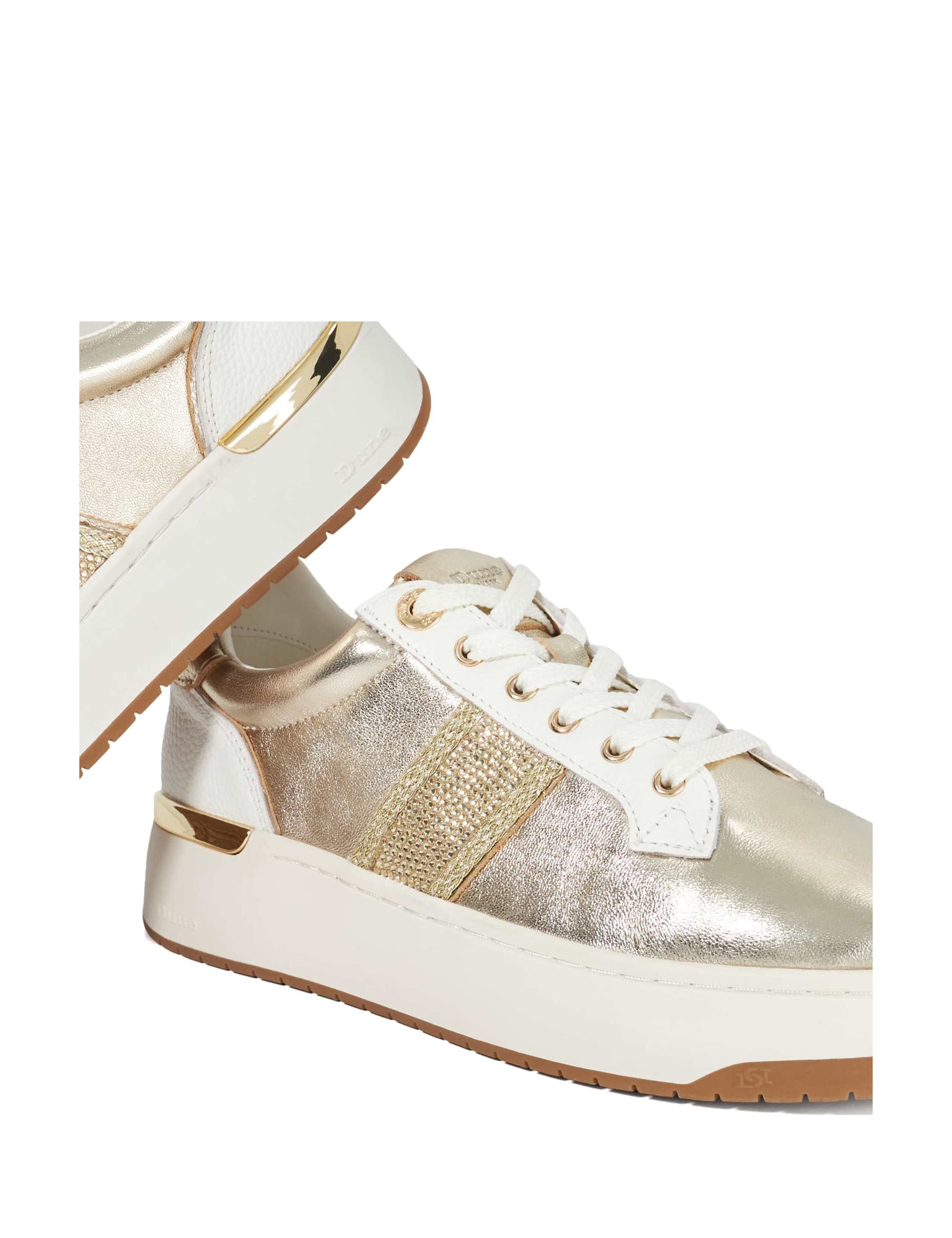 Leather Lace Up Metallic Trainers 4 of 5