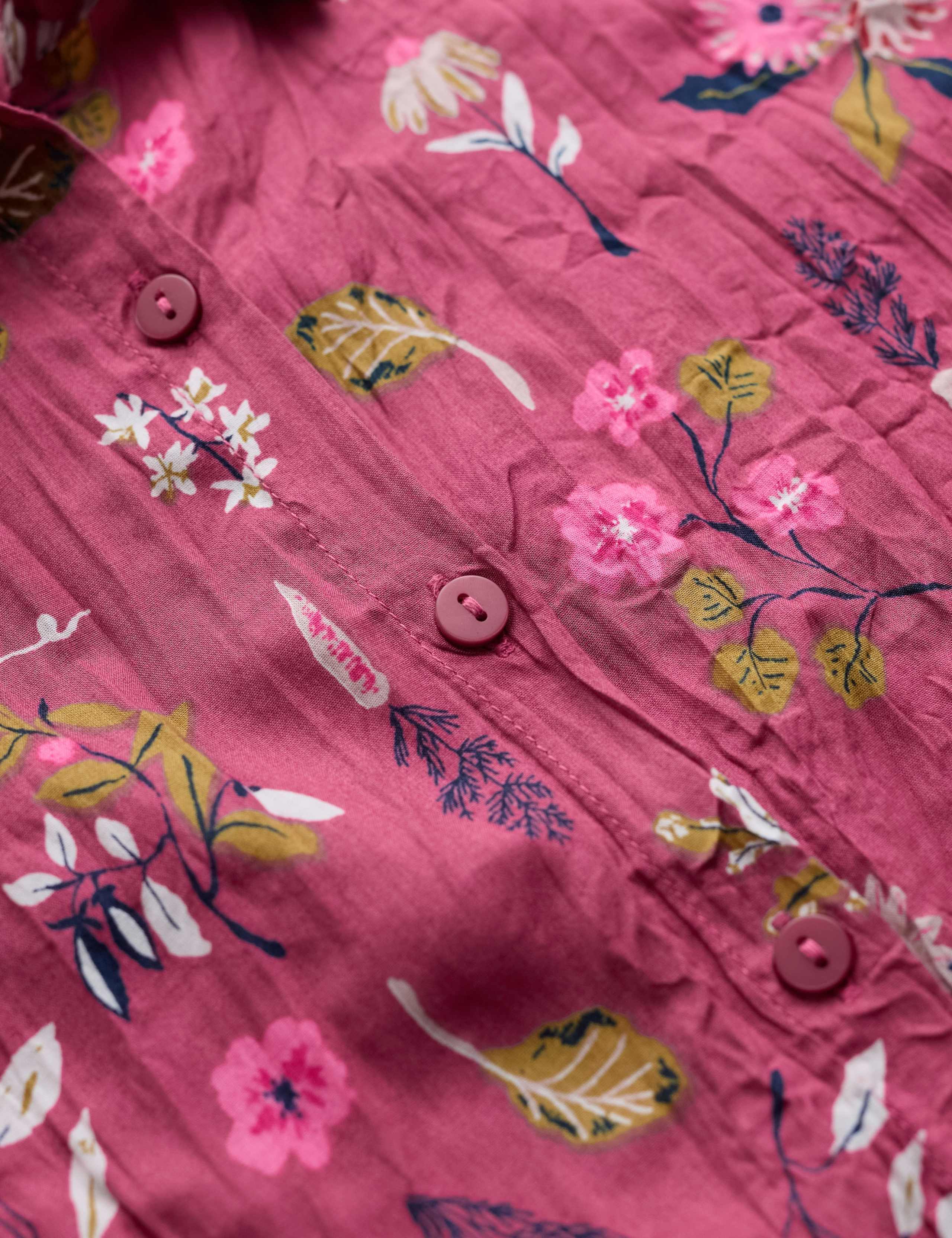 Pure Cotton Textured Floral Shirt 6 of 6