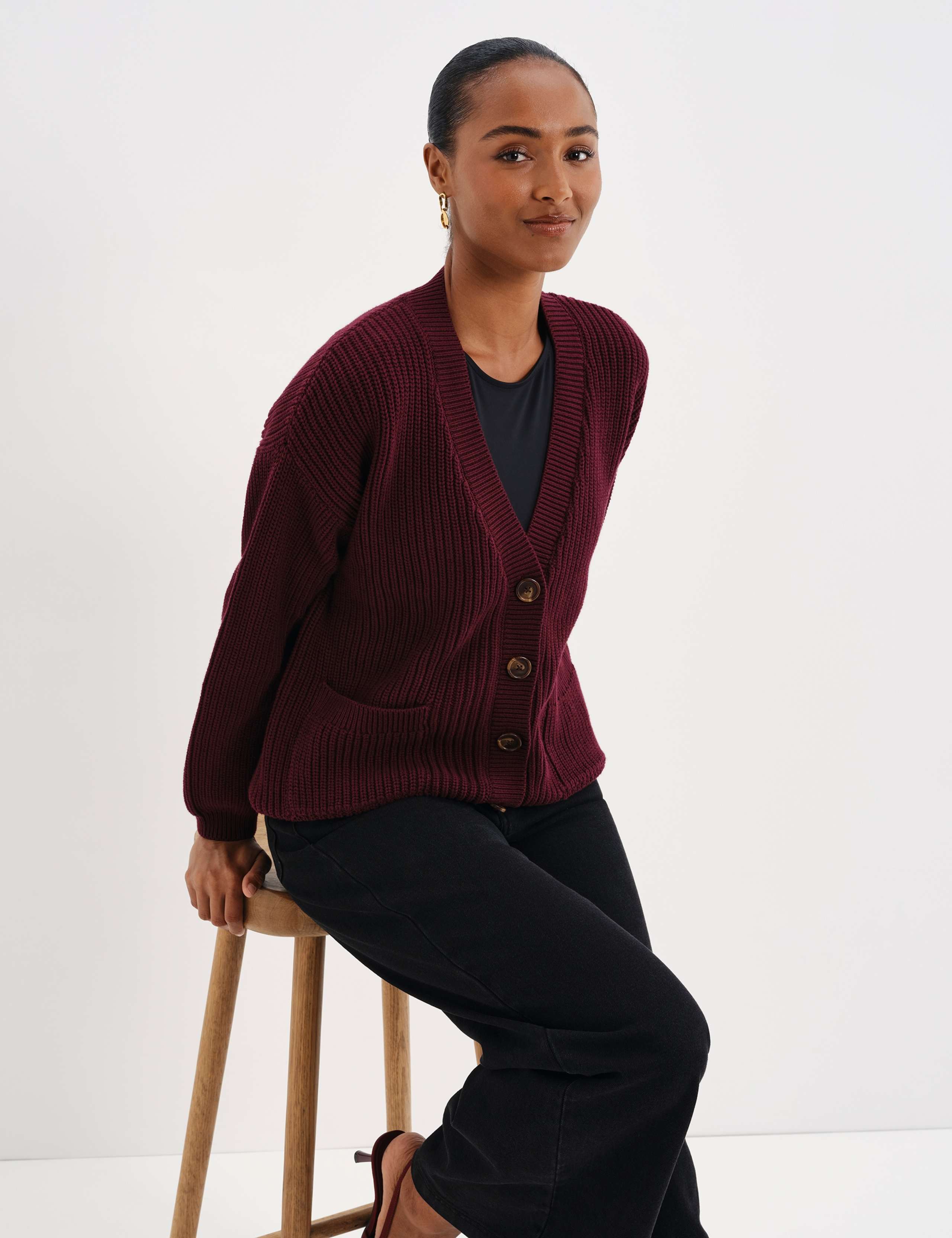 Pure Cotton V Neck Button Front Cardigan 2 of 8
