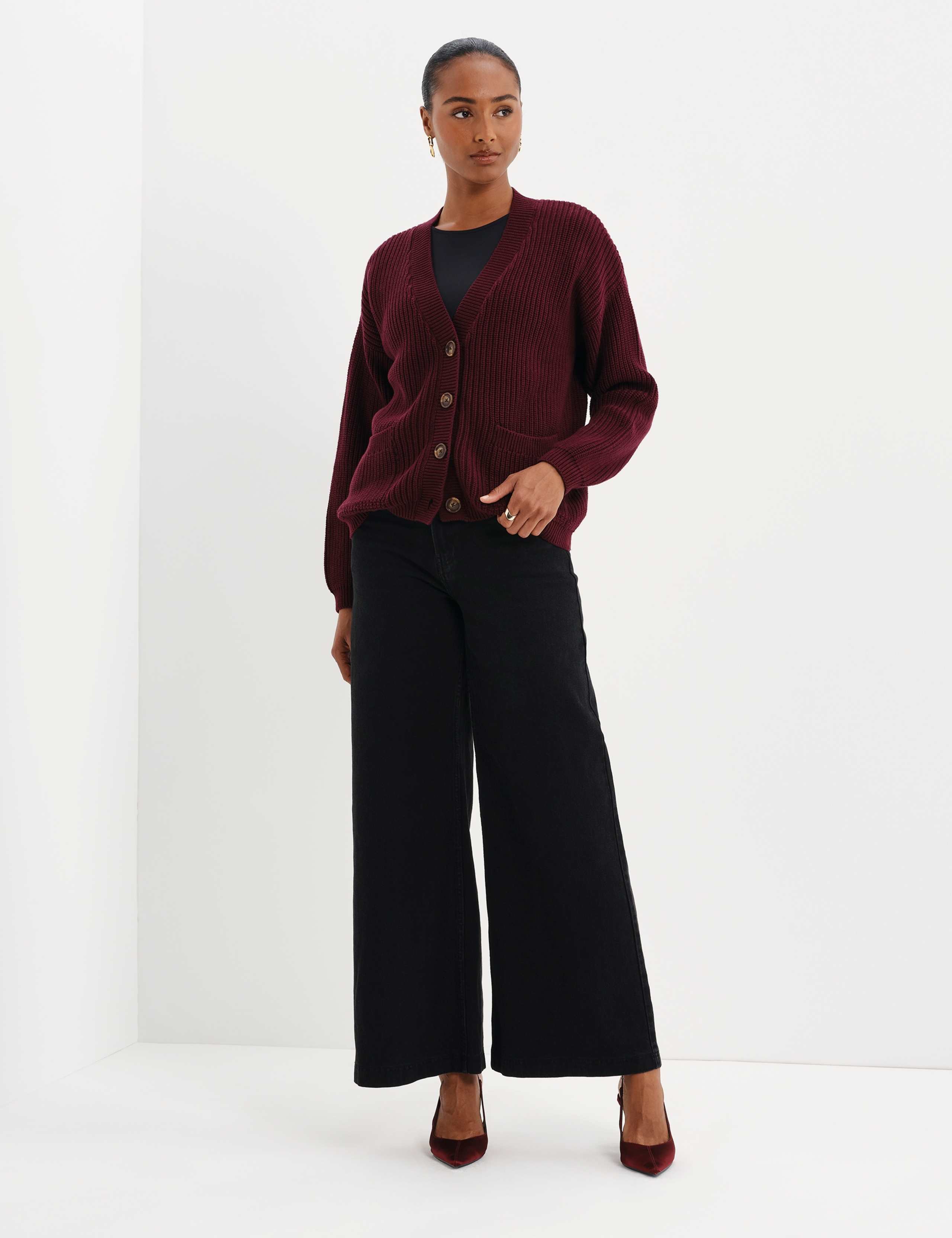 Pure Cotton V Neck Button Front Cardigan 5 of 8