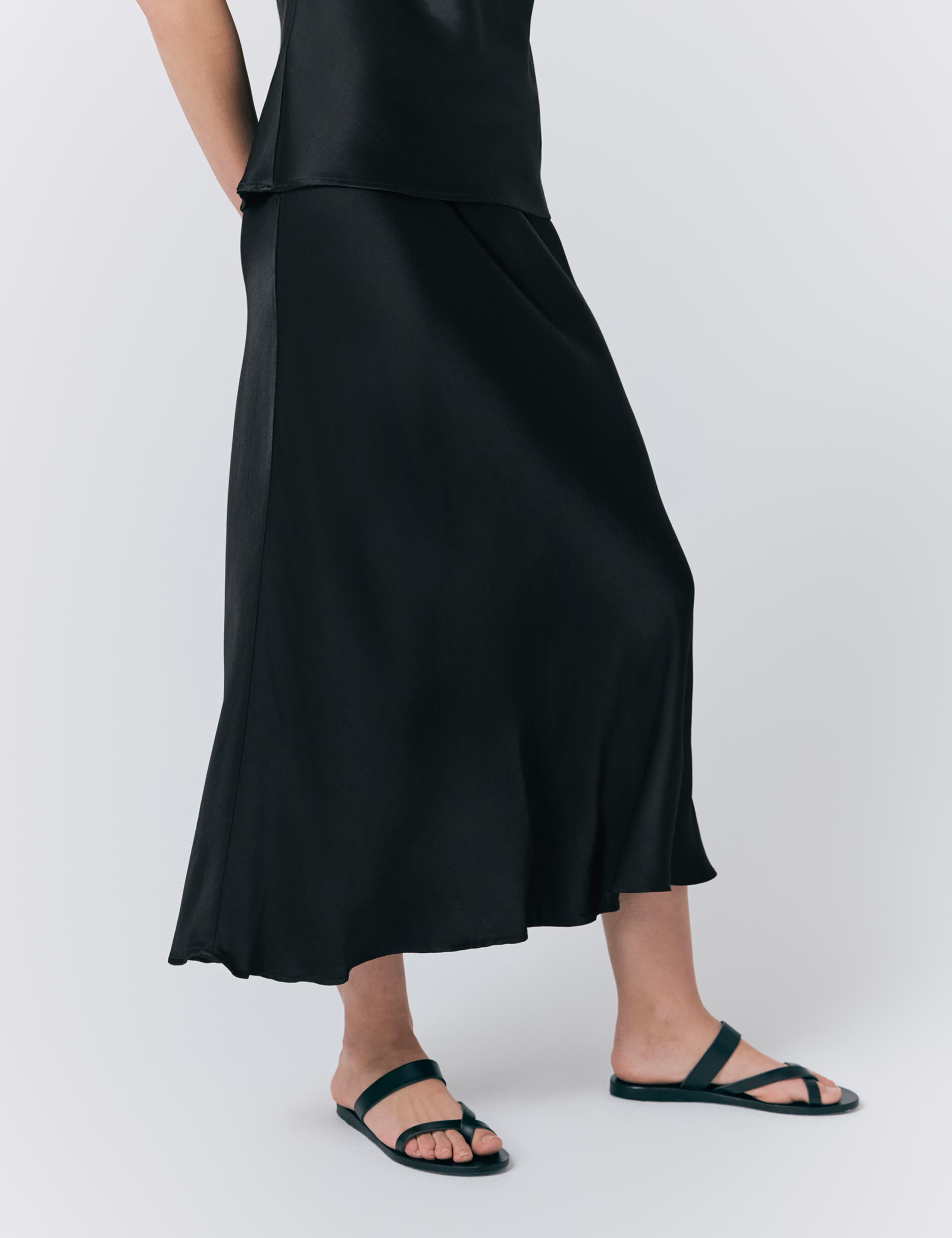 Satin Midi Slip Skirt 2 of 5
