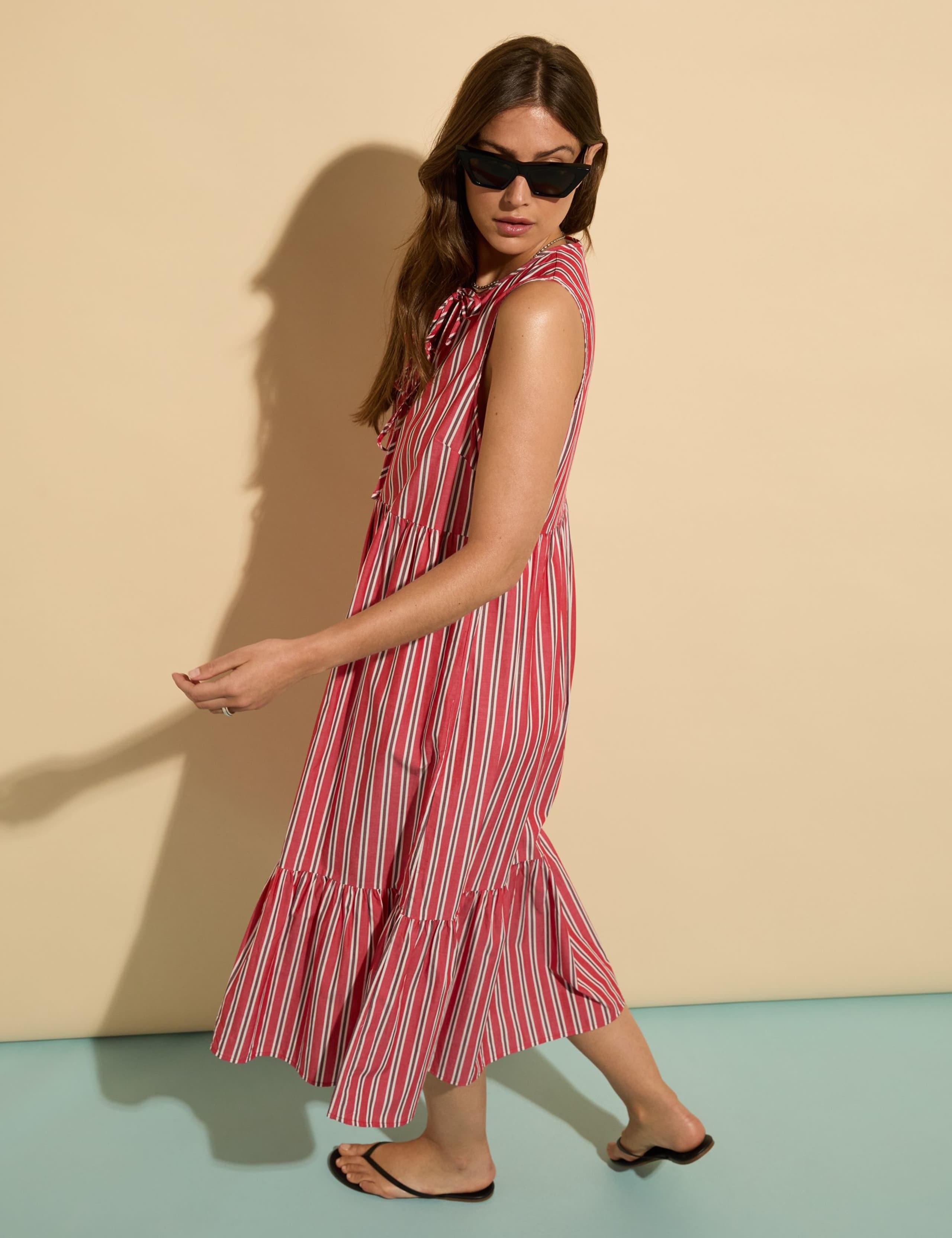 Pure Cotton Striped Midi Tiered Dress 3 of 5