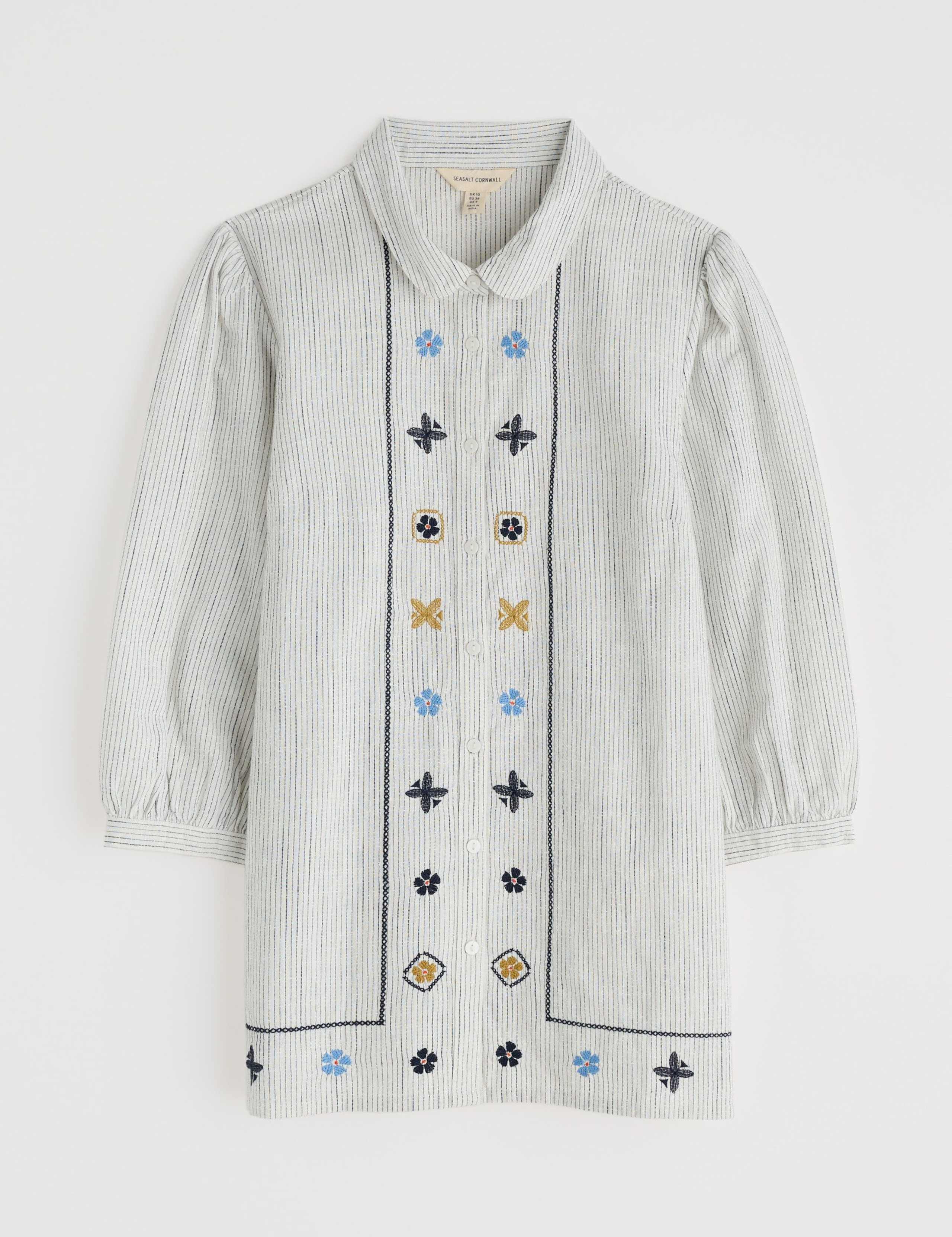 Pure Cotton Embroidered Collared Blouse 2 of 6