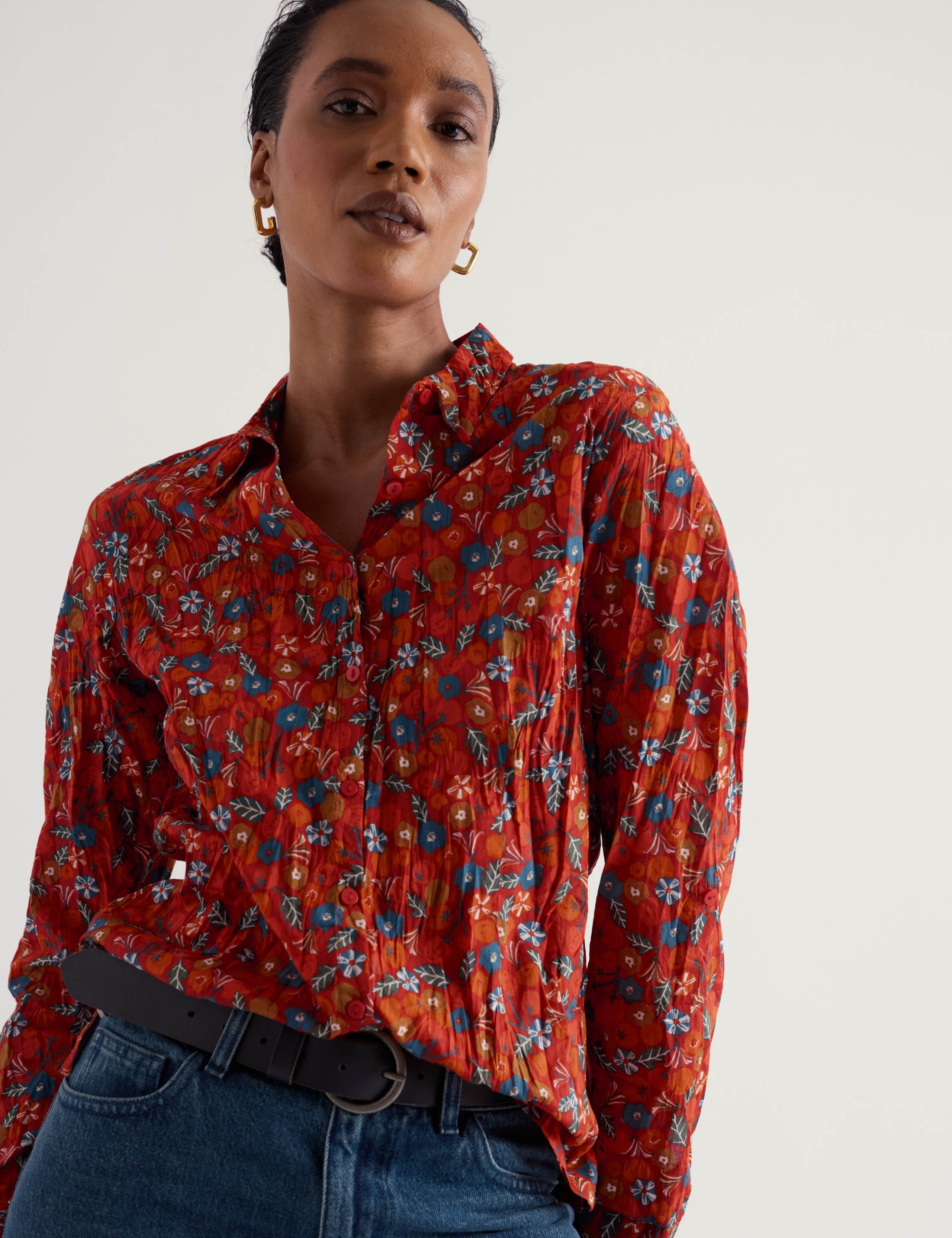 Pure Cotton Textured Floral Shirt 4 of 6