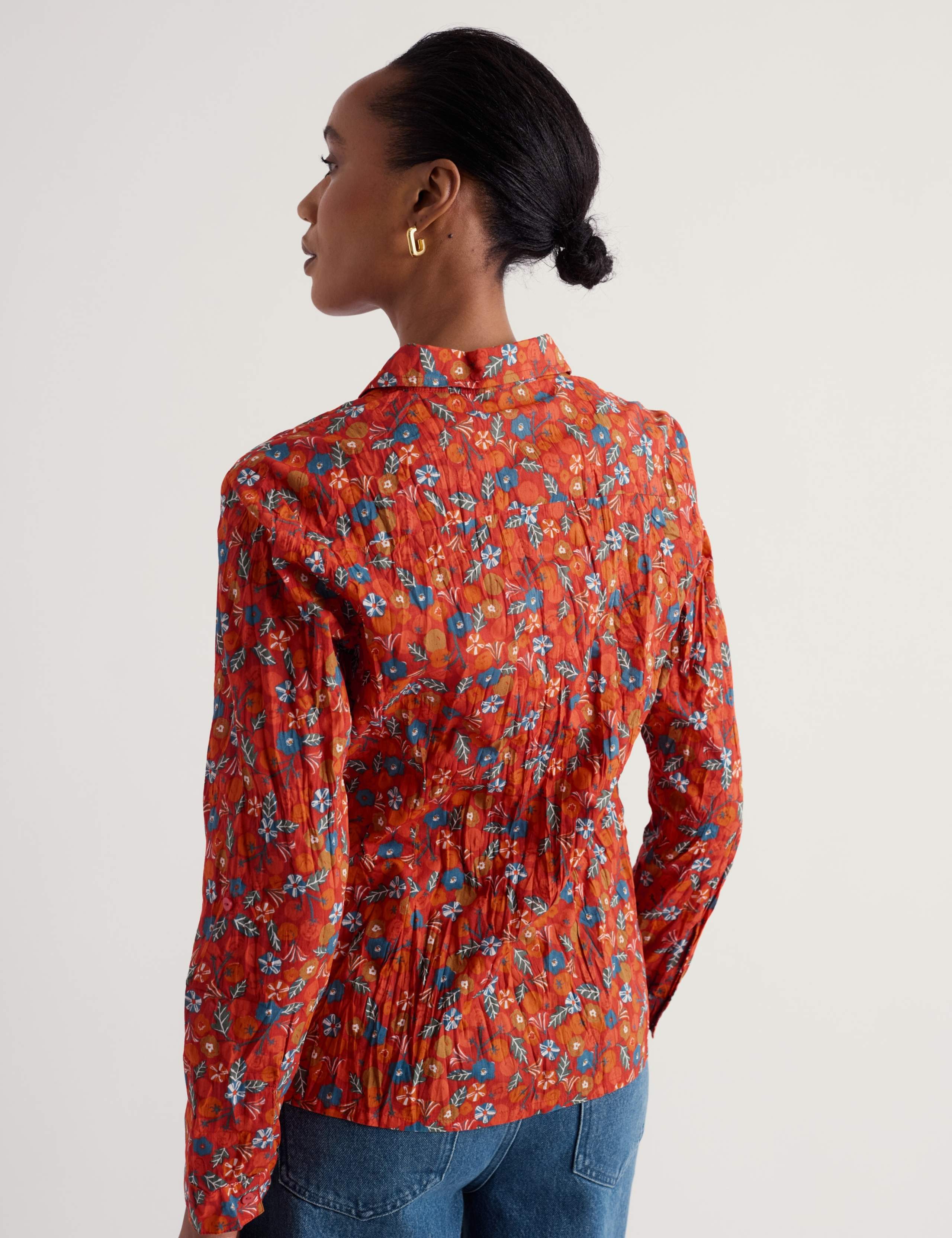 Pure Cotton Textured Floral Shirt 6 of 6