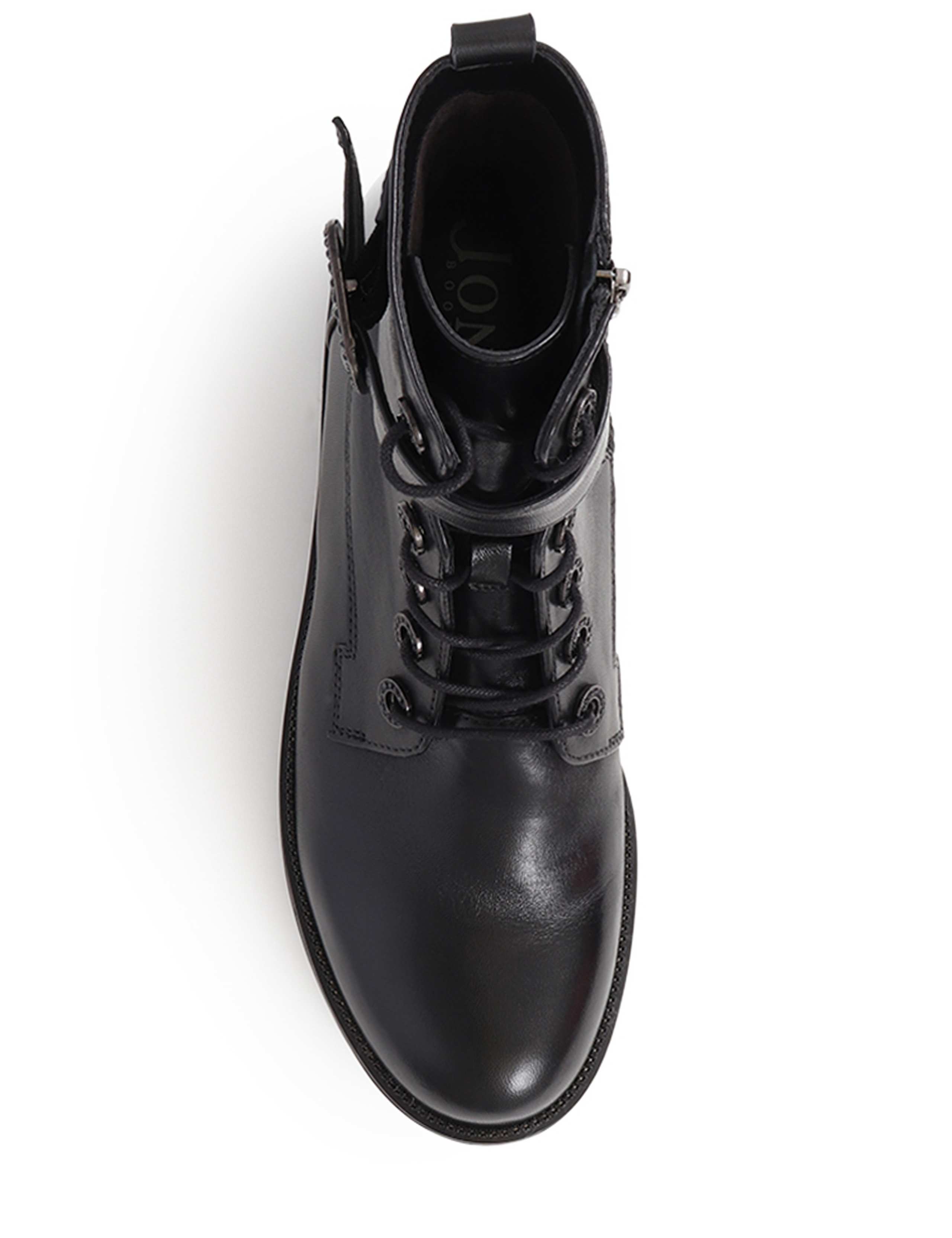 Leather Lace Up Buckle Flat Ankle Boots 4 of 7