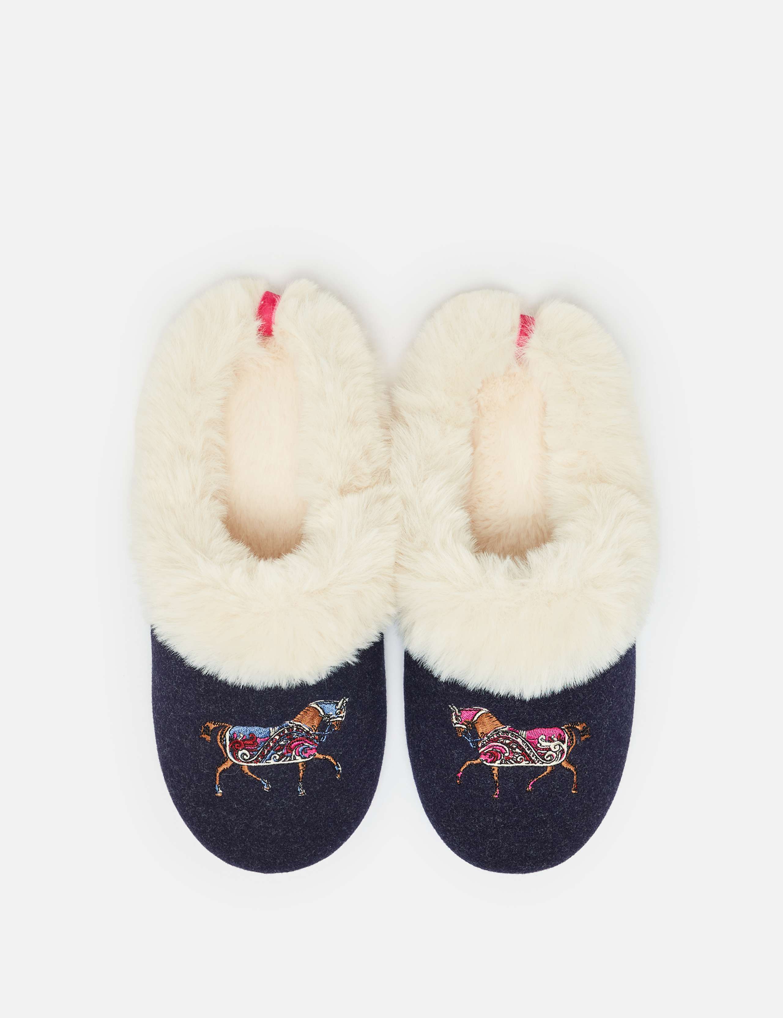 Felt Faux Fur Embroidered Mule Slippers 1 of 7