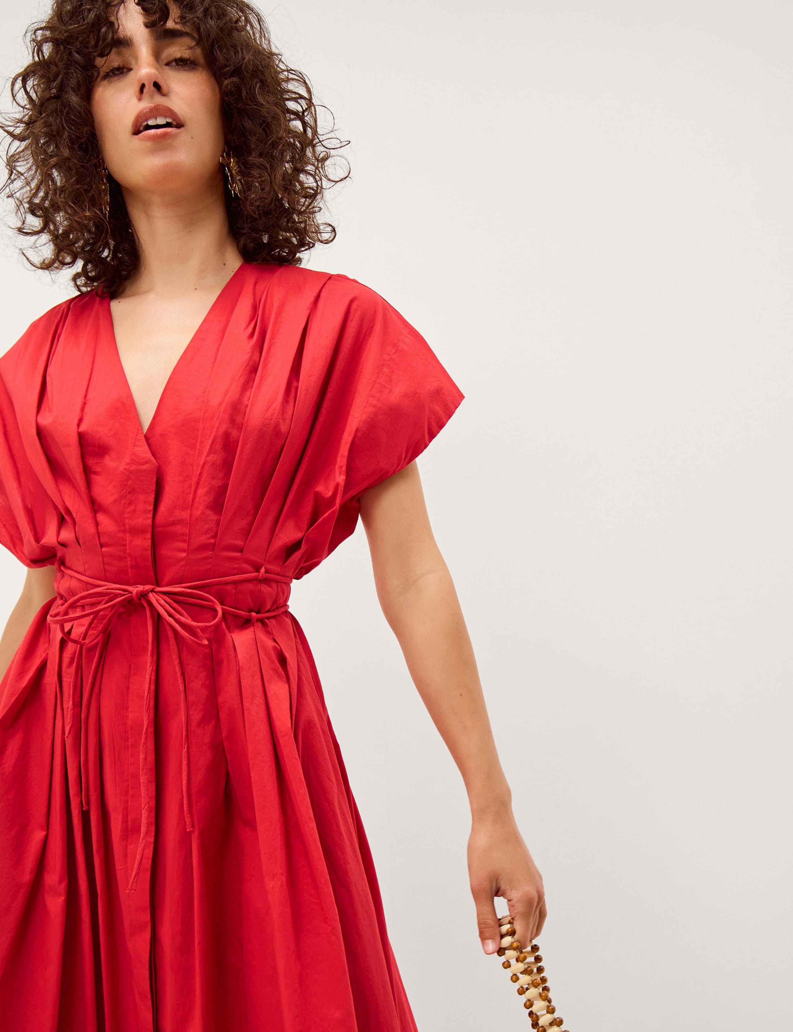 Pure Cotton Tie Waist Midi Dress 3 of 6