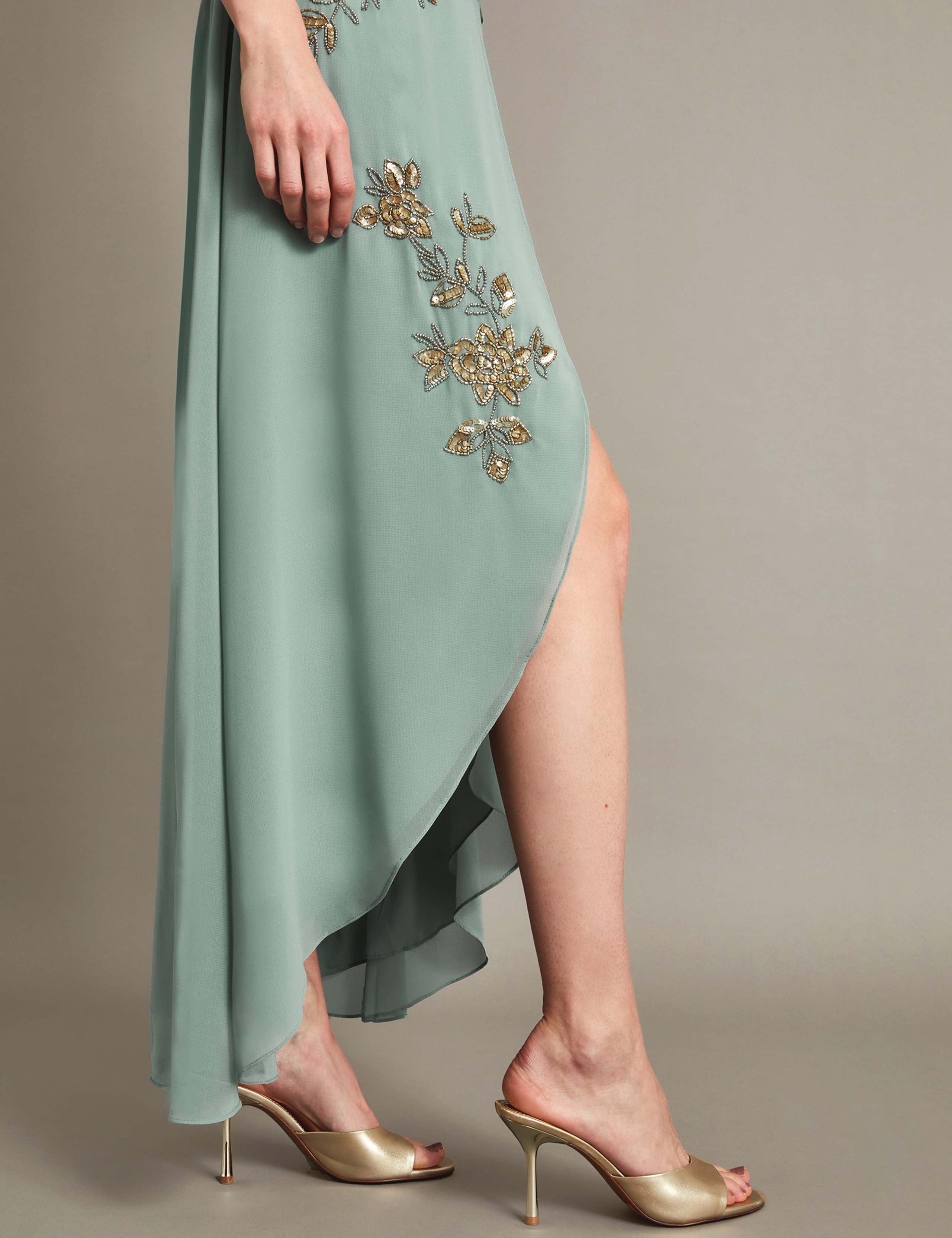 Embroidered V-Neck Maxi Wrap Dress 3 of 5