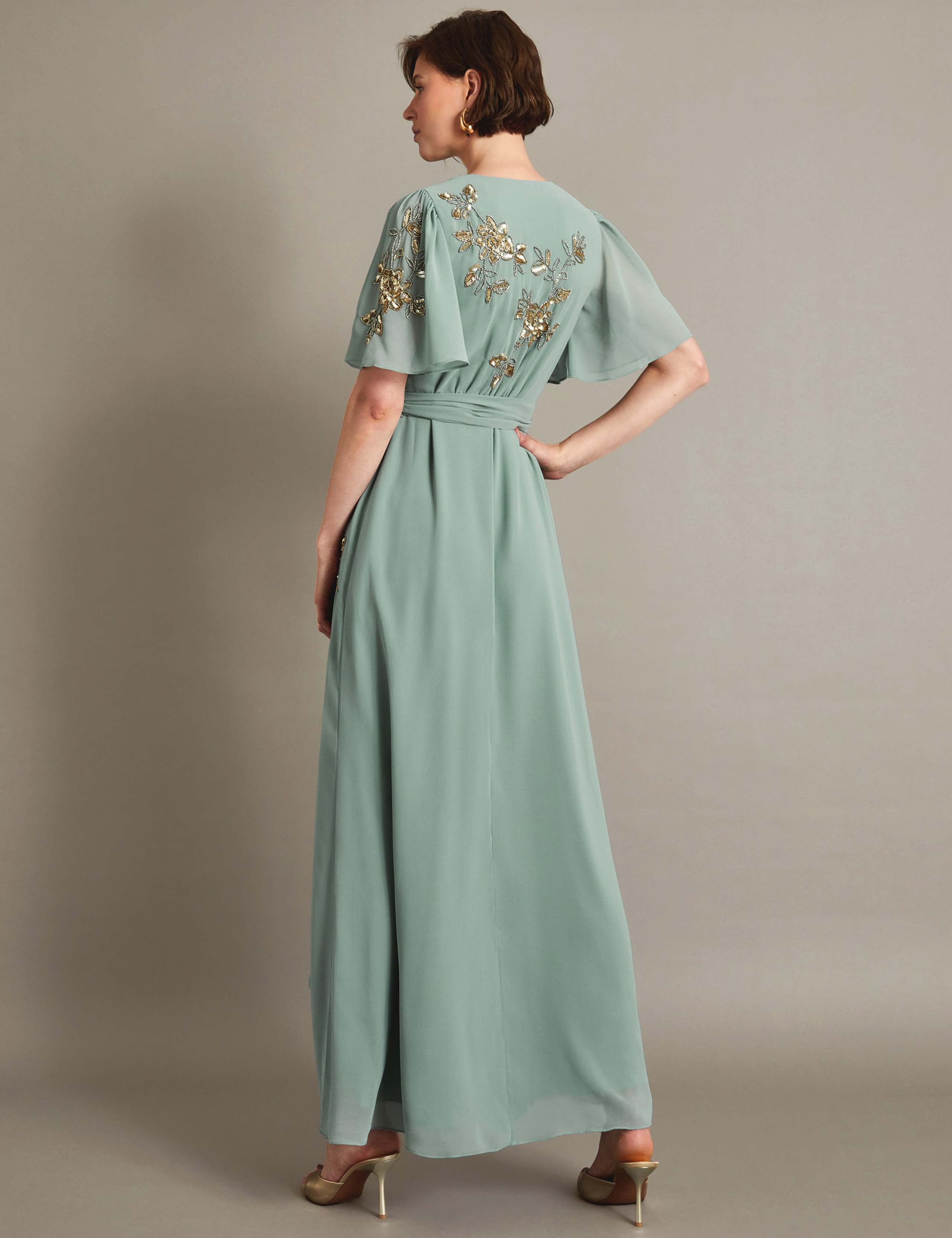 Embroidered V-Neck Maxi Wrap Dress 5 of 5