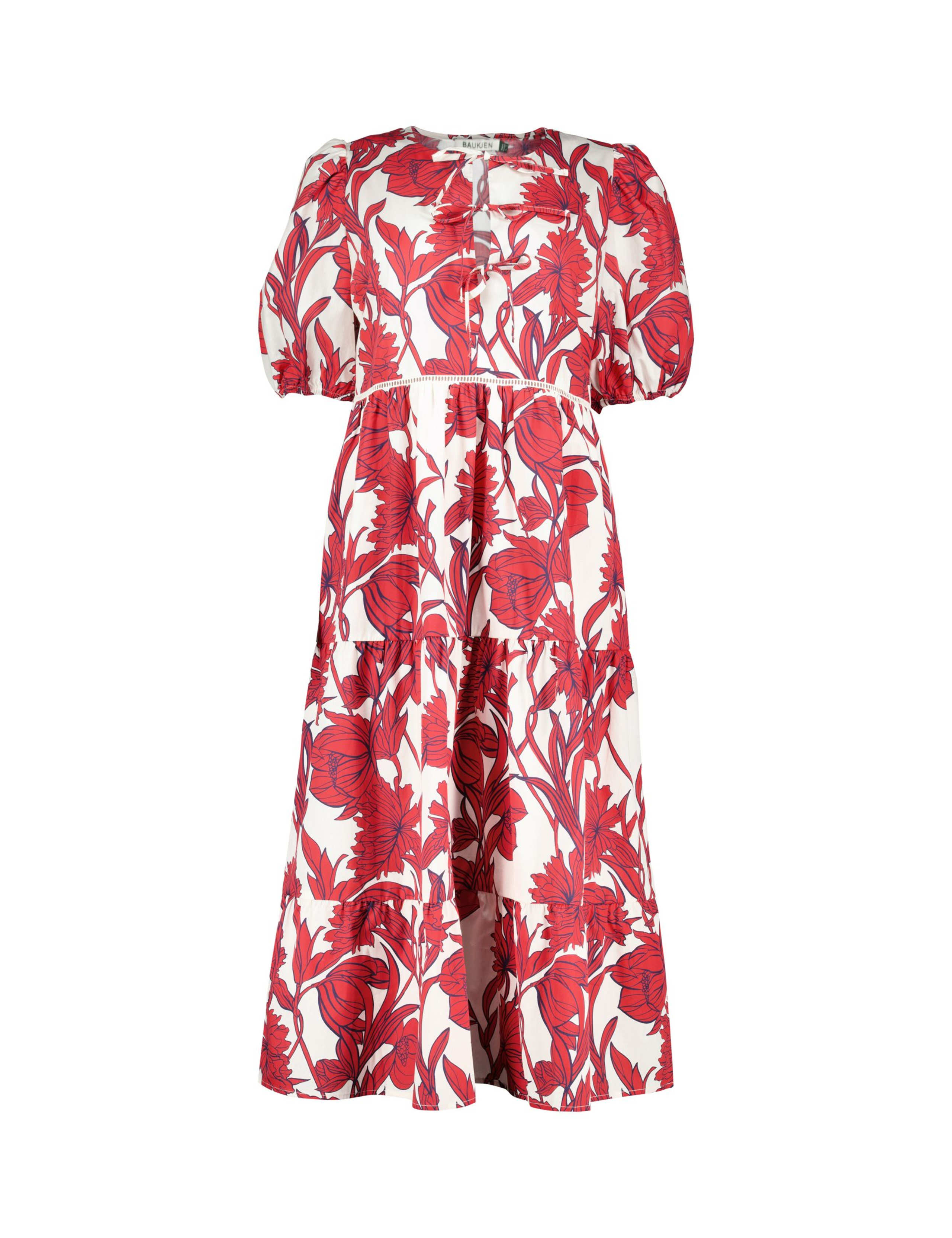 Pure Cotton Floral Tie Detail Midi Dress 2 of 6