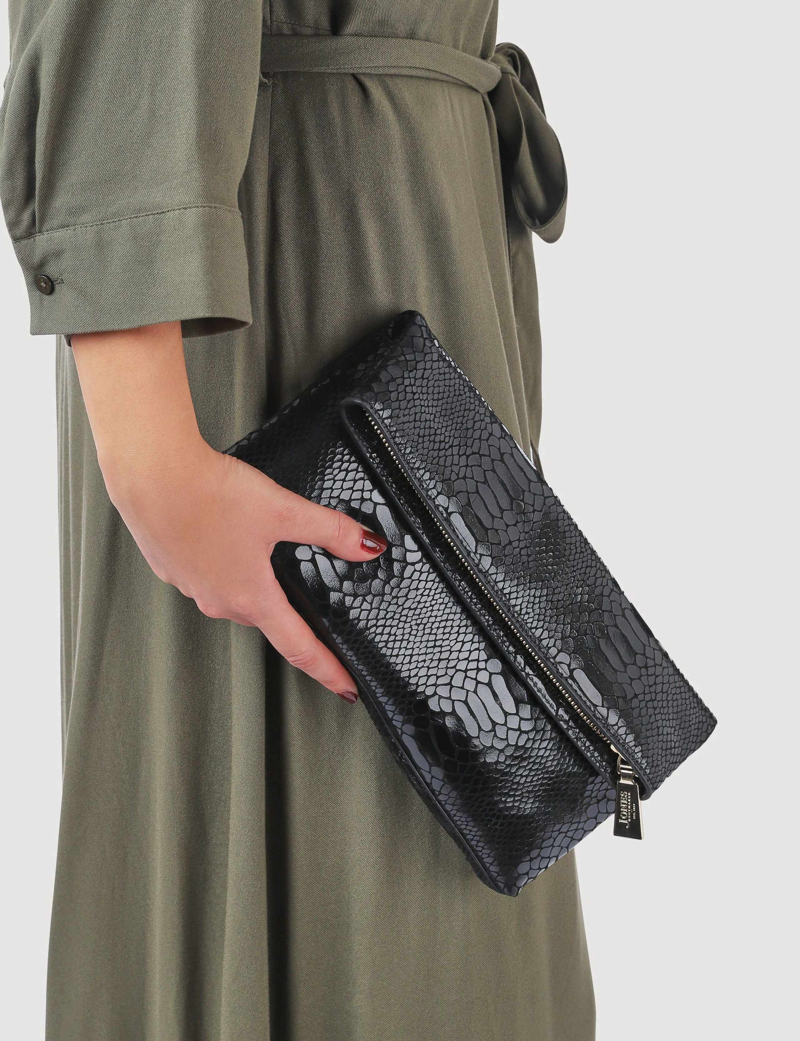 Leather Patent Snakeskin Clutch Bag 6 of 6