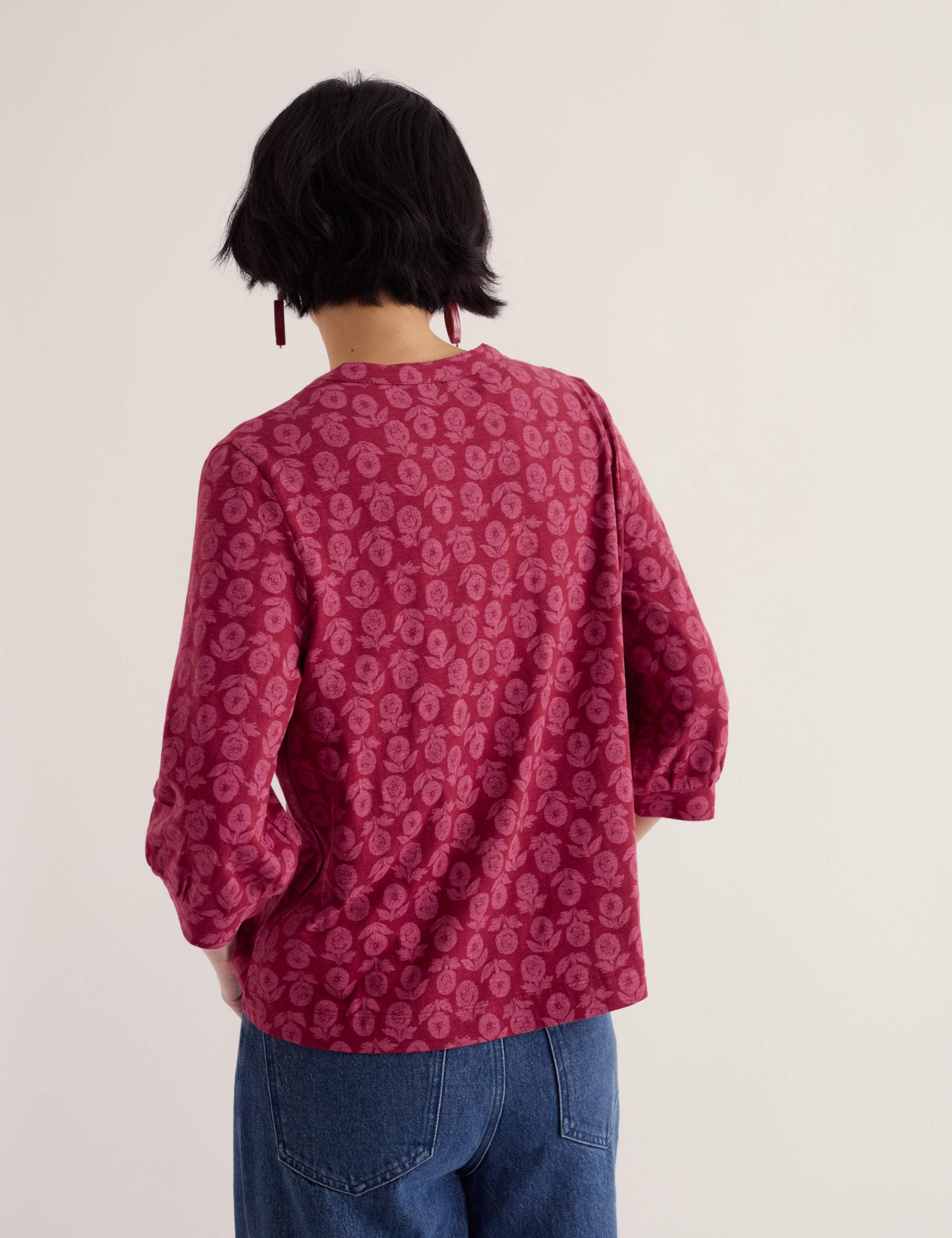 Pure Cotton Floral Notch Neck Top 4 of 5