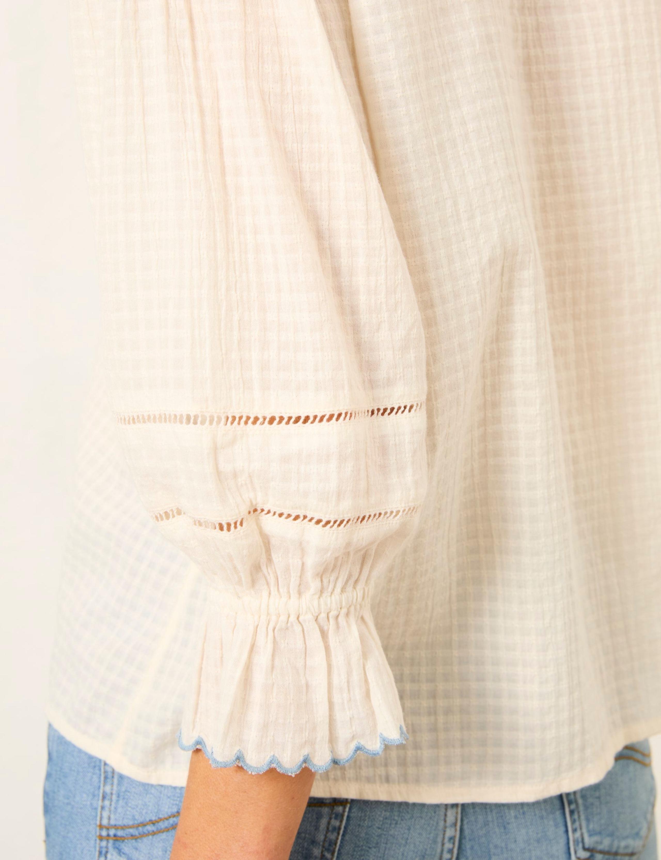 Pure Cotton Broderie V-Neck Blouse 4 of 4