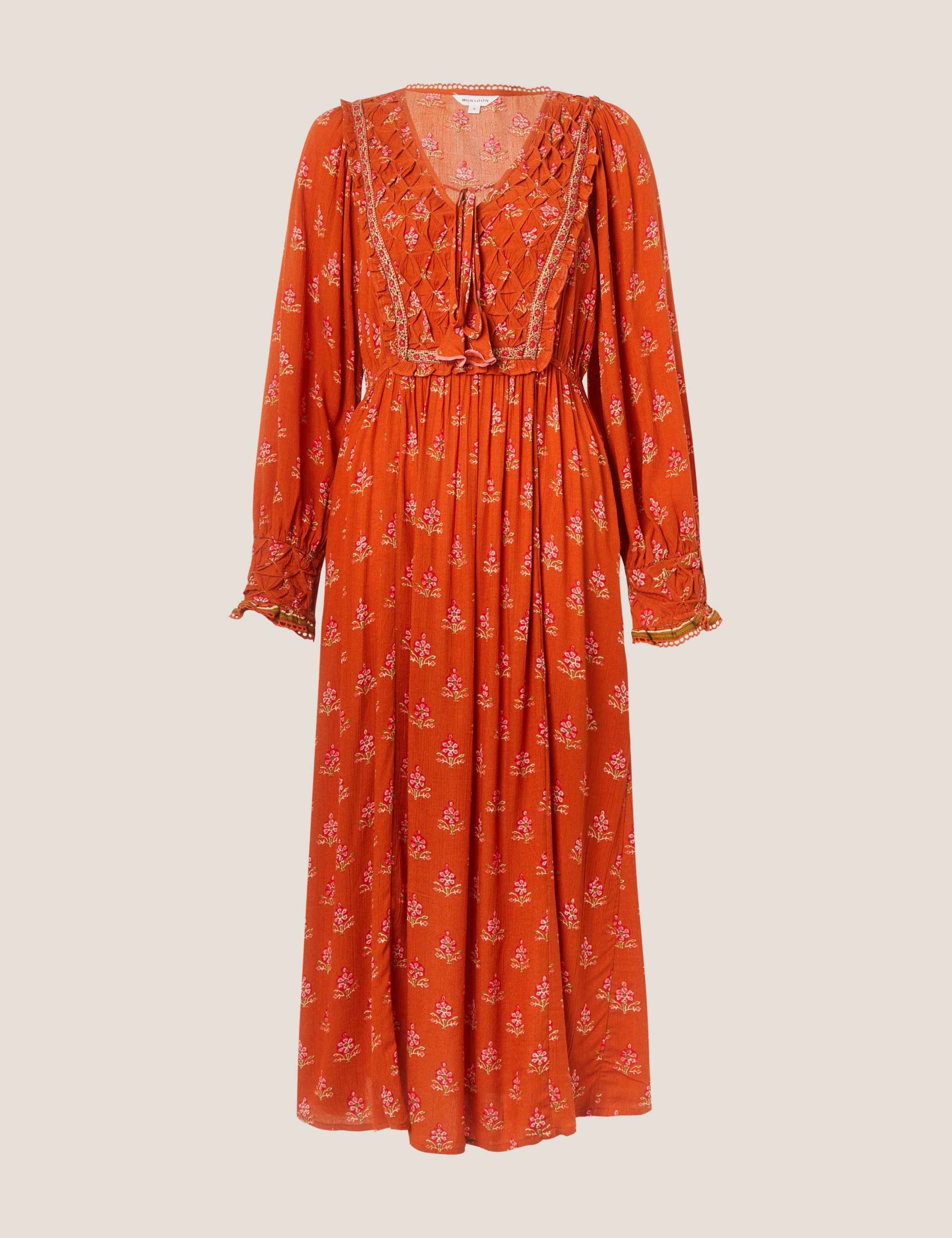 Printed V-Neck Midaxi Waisted Dress 2 of 5