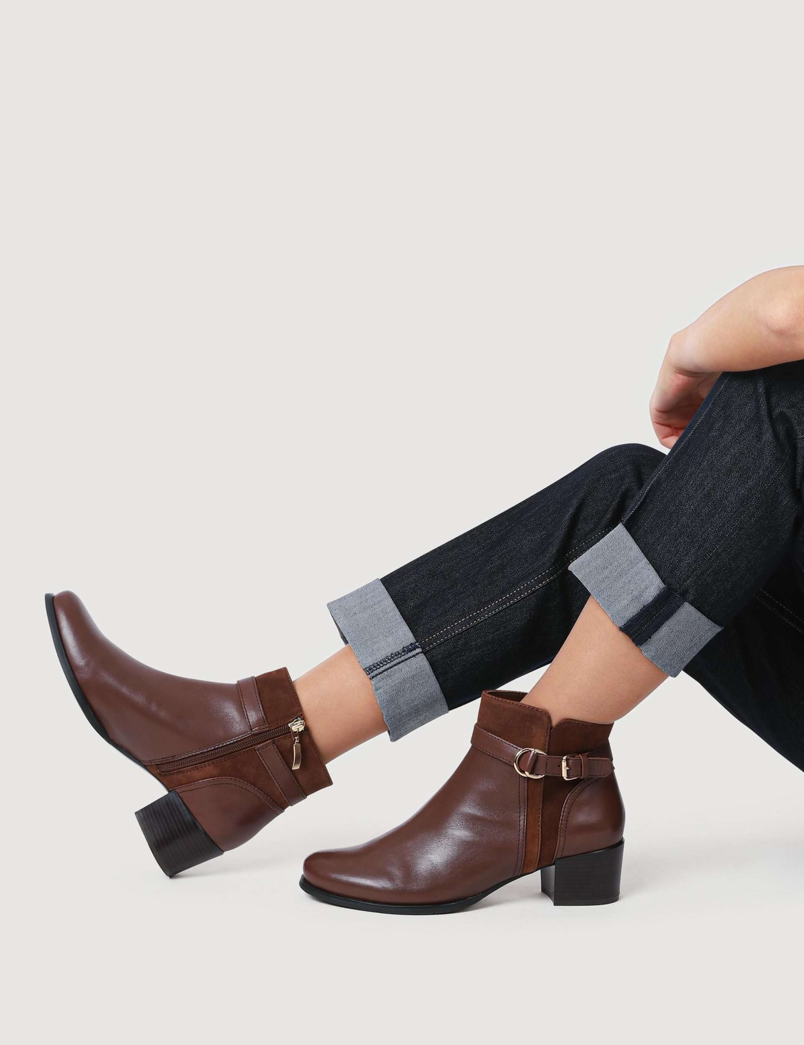 Leather Block Heel Ankle Boots 3 of 7