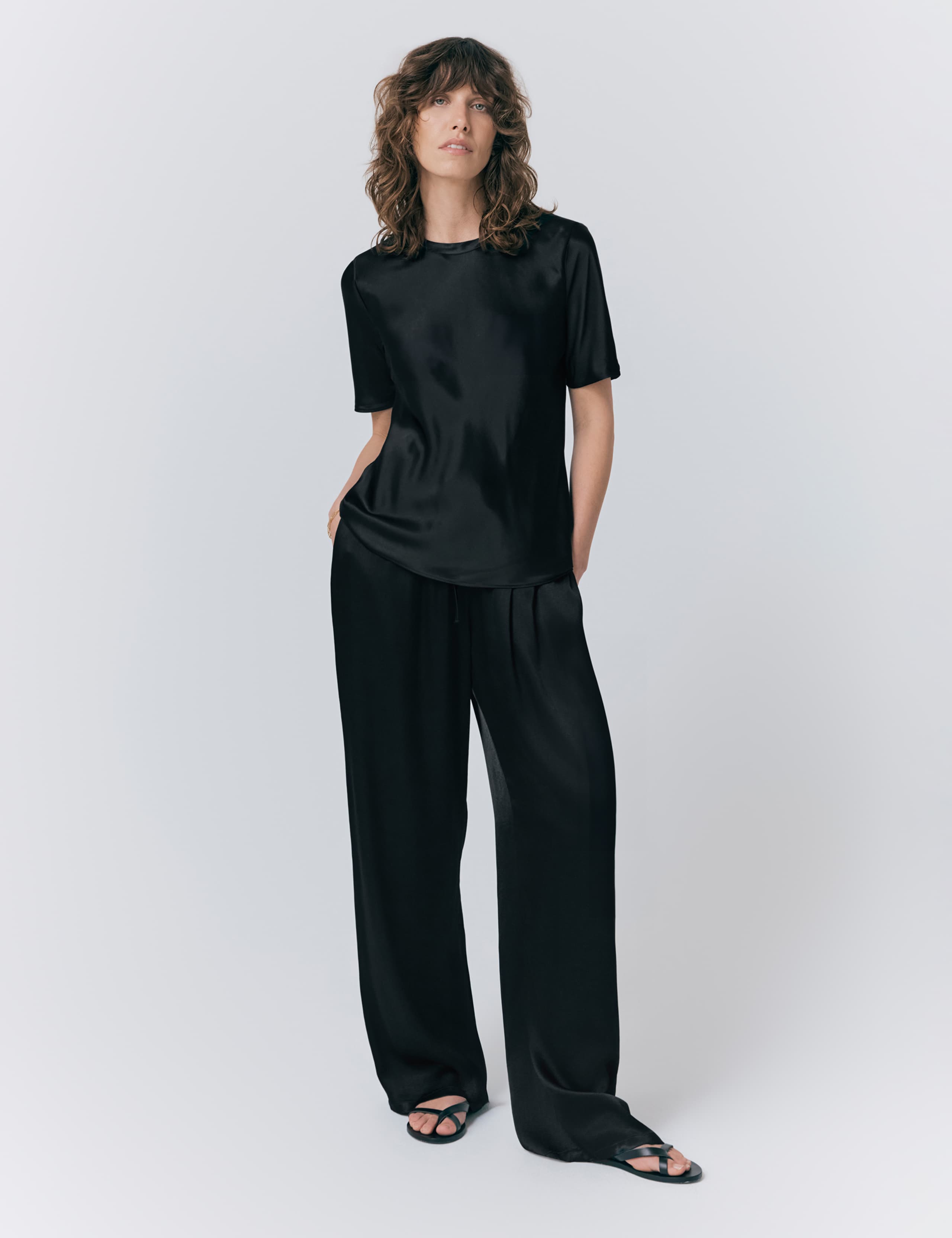Satin Round Neck T-Shirt Top 2 of 4