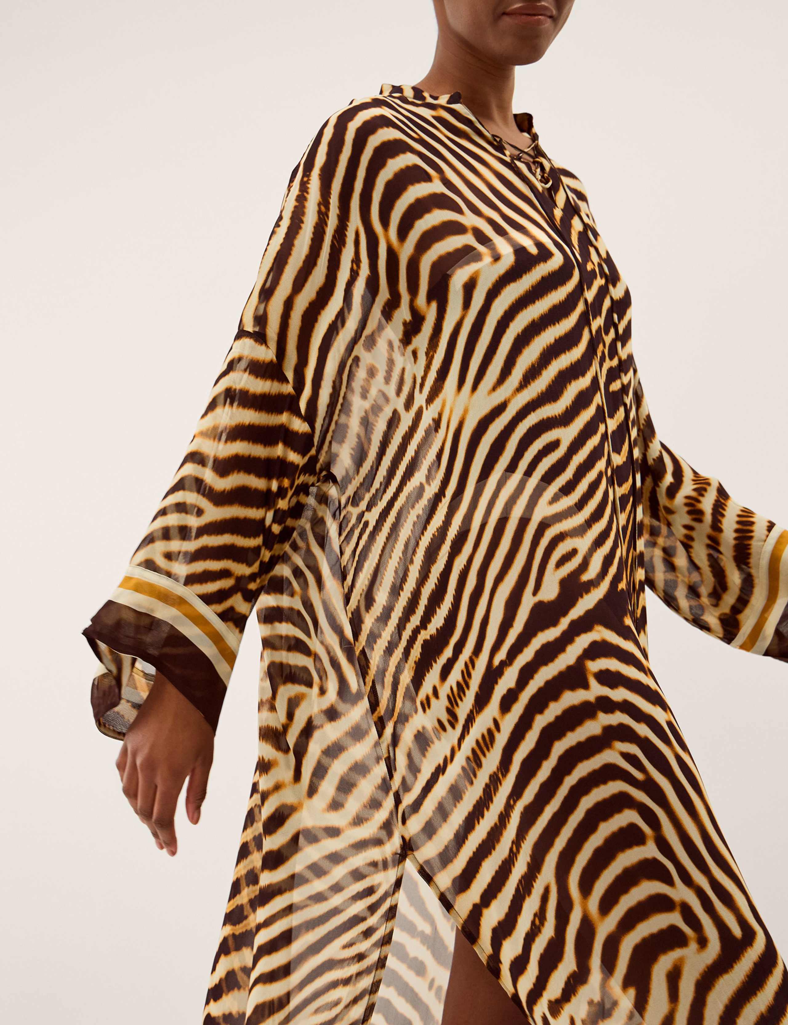 Animal Print Tie Neck Midi Kaftan 2 of 2