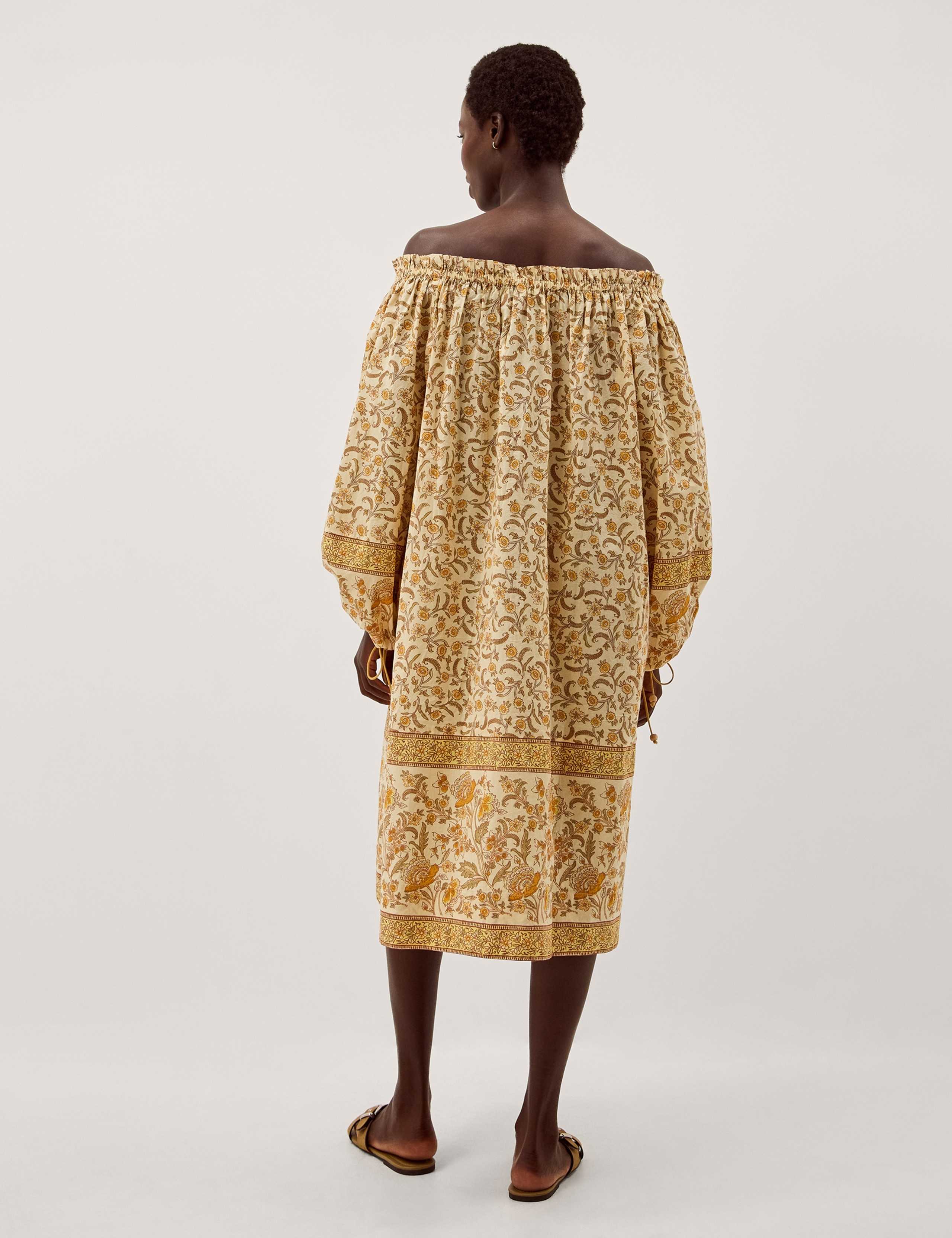 Pure Cotton Floral Off The Shoulder Midi Dress 3 of 6